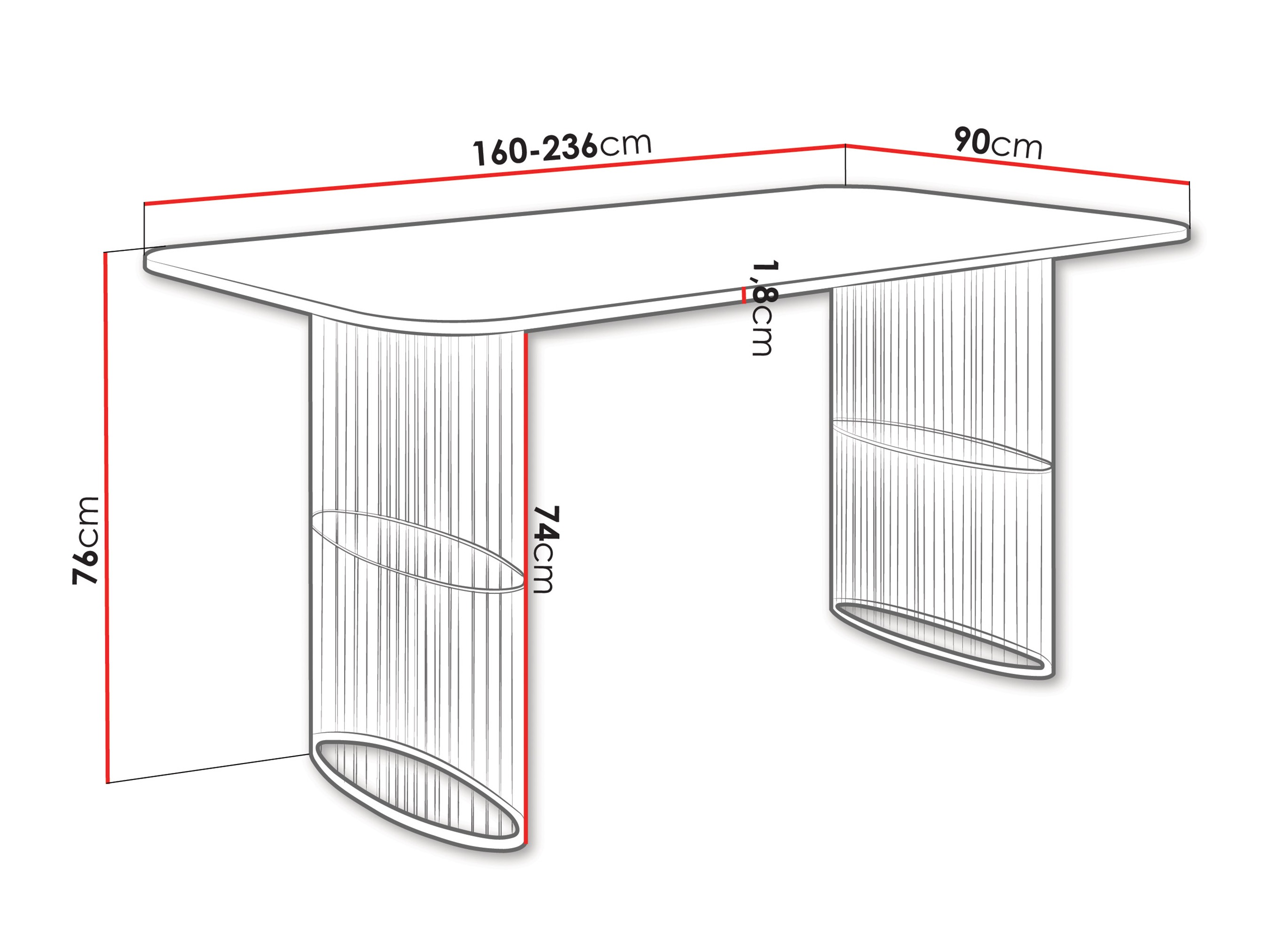 Pöytä Oswego 164 (Valkoinen marmori)