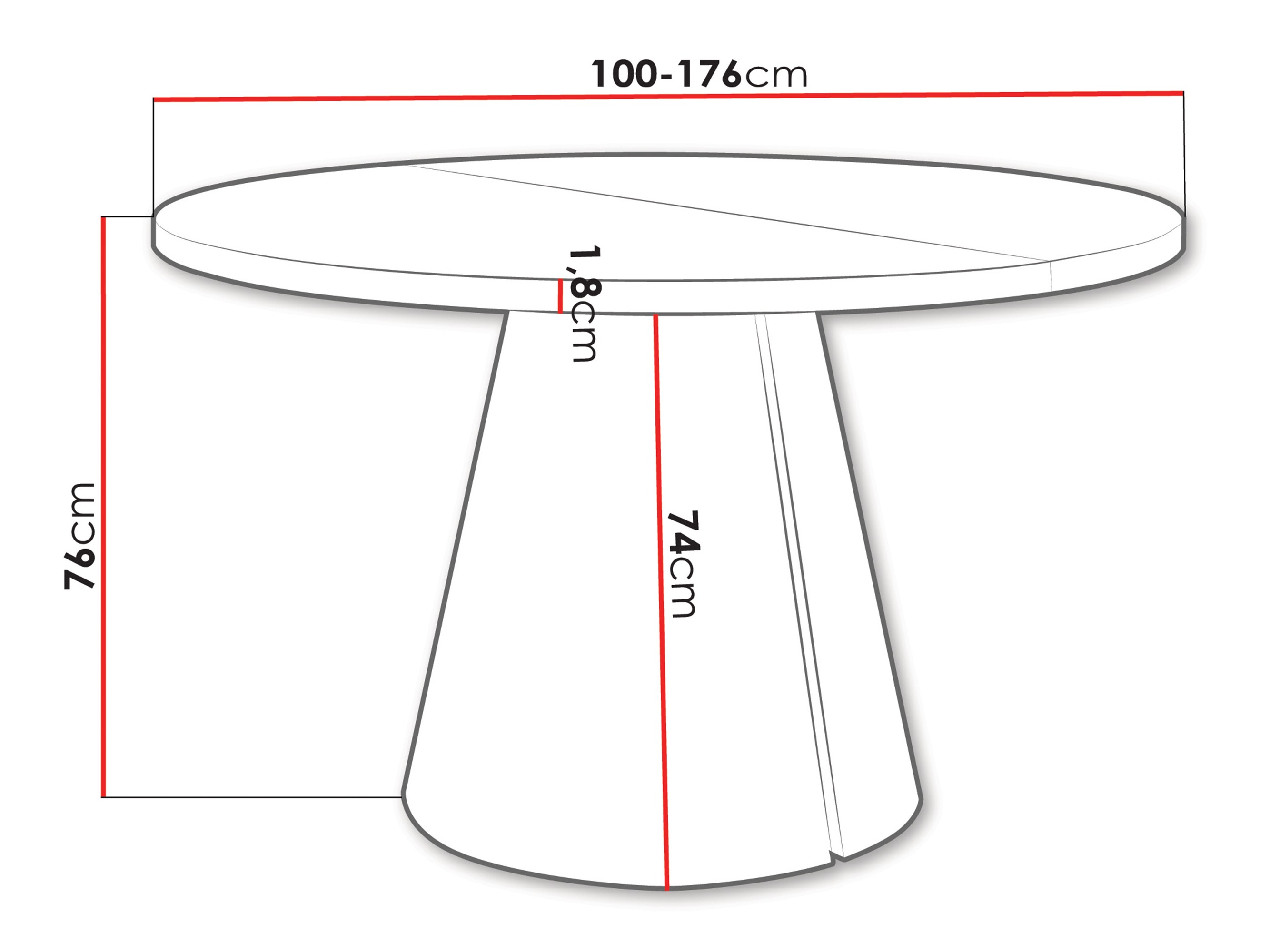 Pöytä Oswego 166 (Valkoinen)
