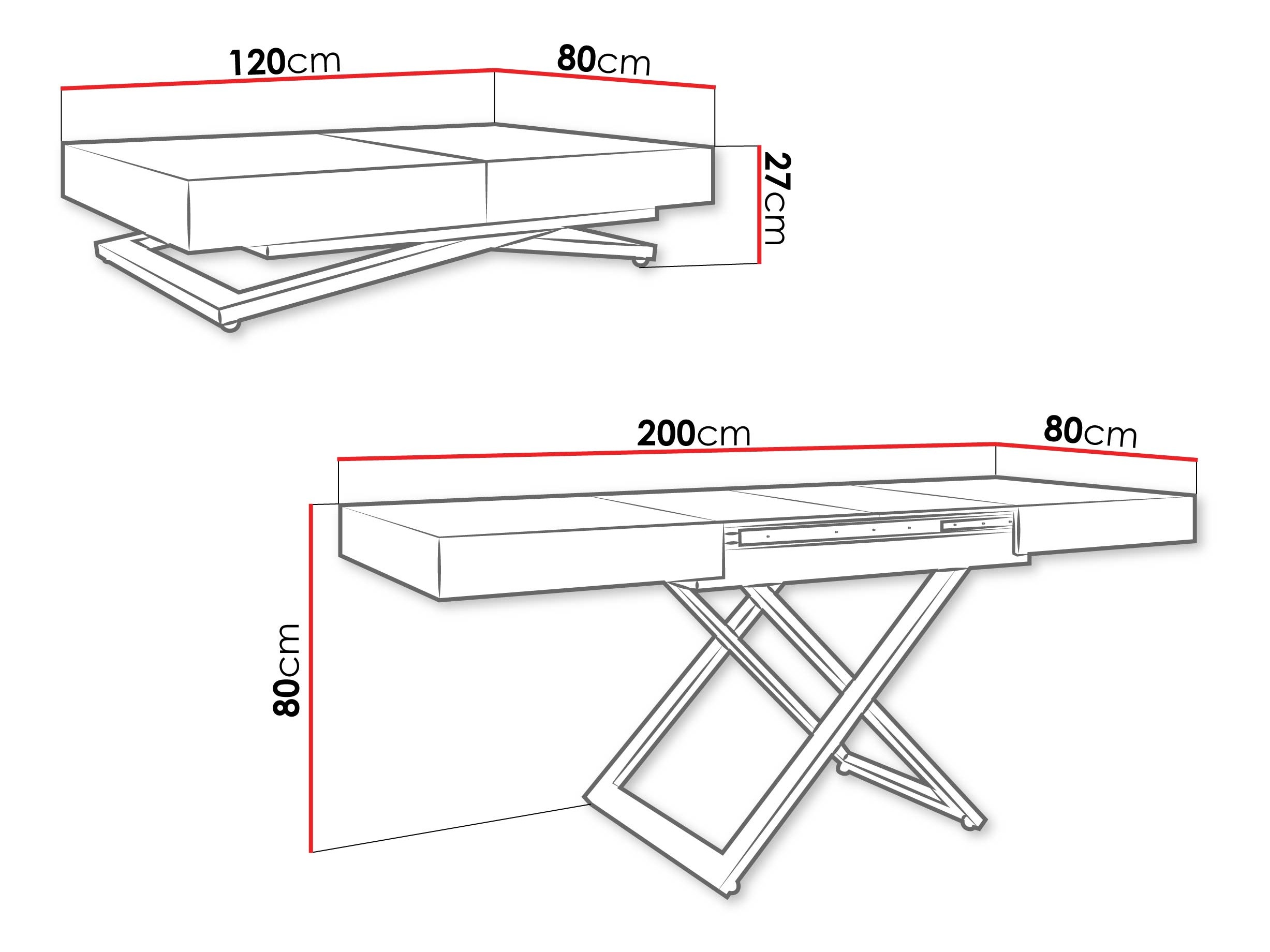 Muunnettava sohvapöytä Oswego 172 (Kashmir)