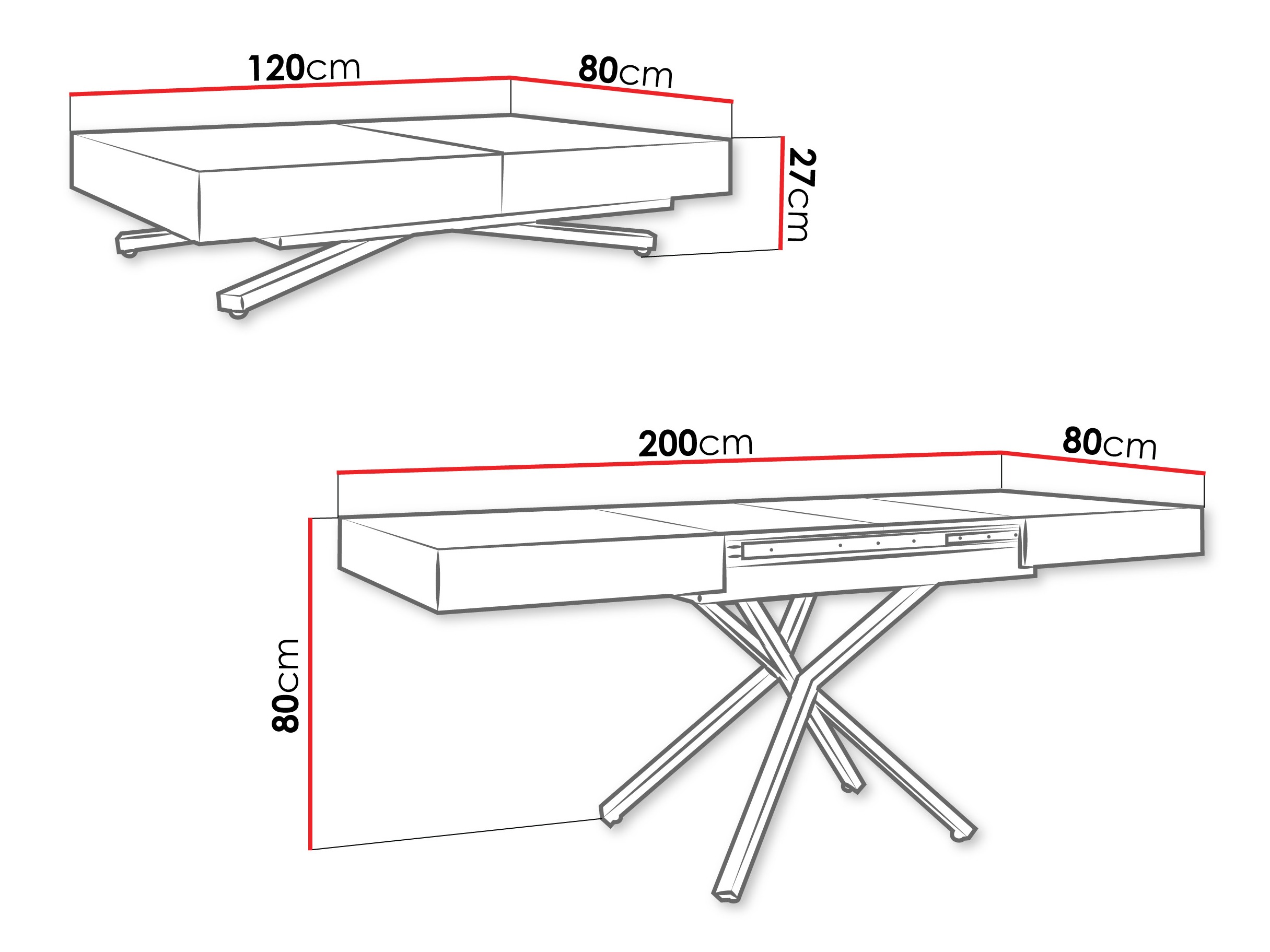 Muunnettava sohvapöytä Oswego 176 (Kashmir)