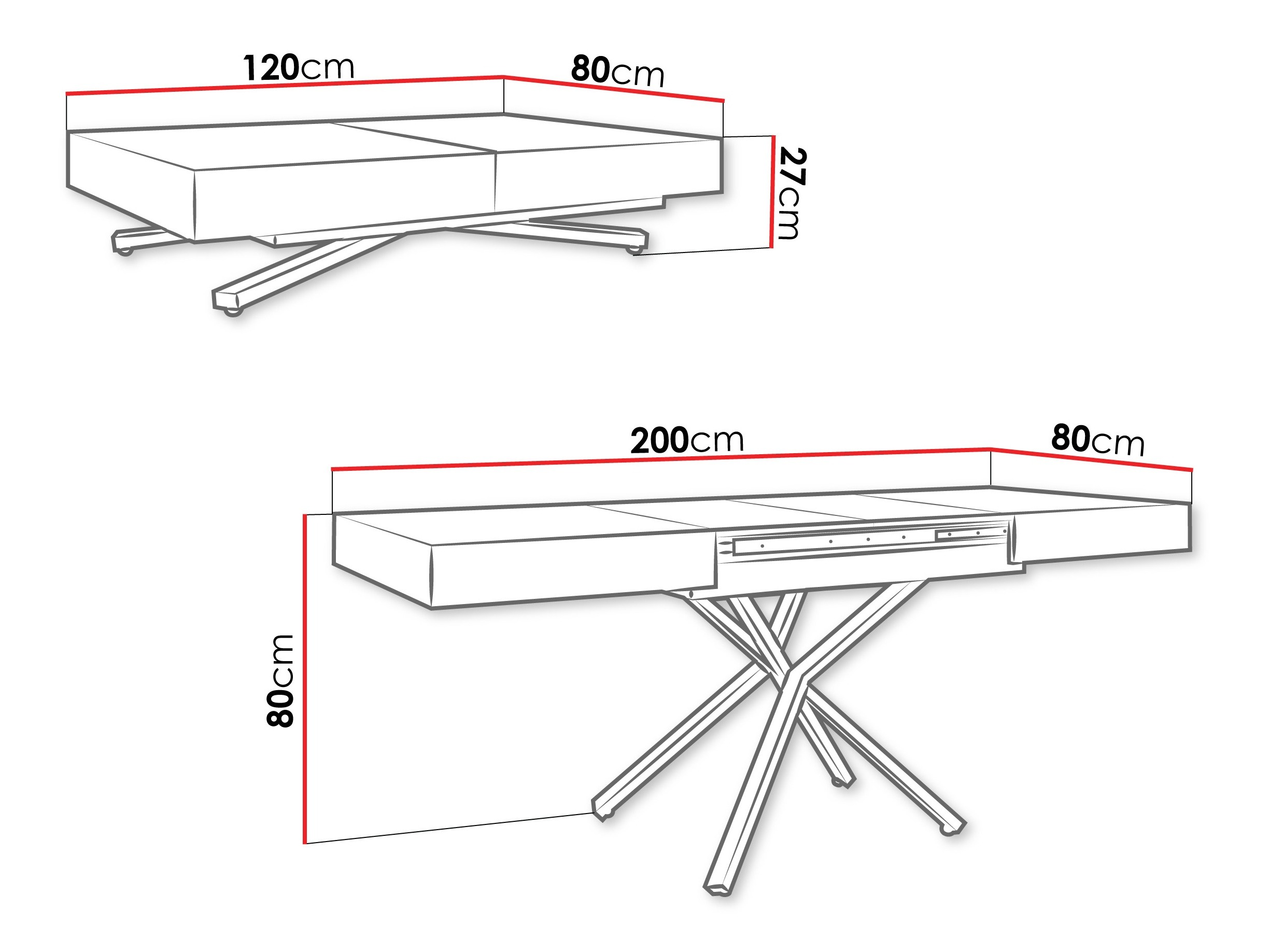 Muunnettava sohvapöytä Oswego 177 (Tammi)