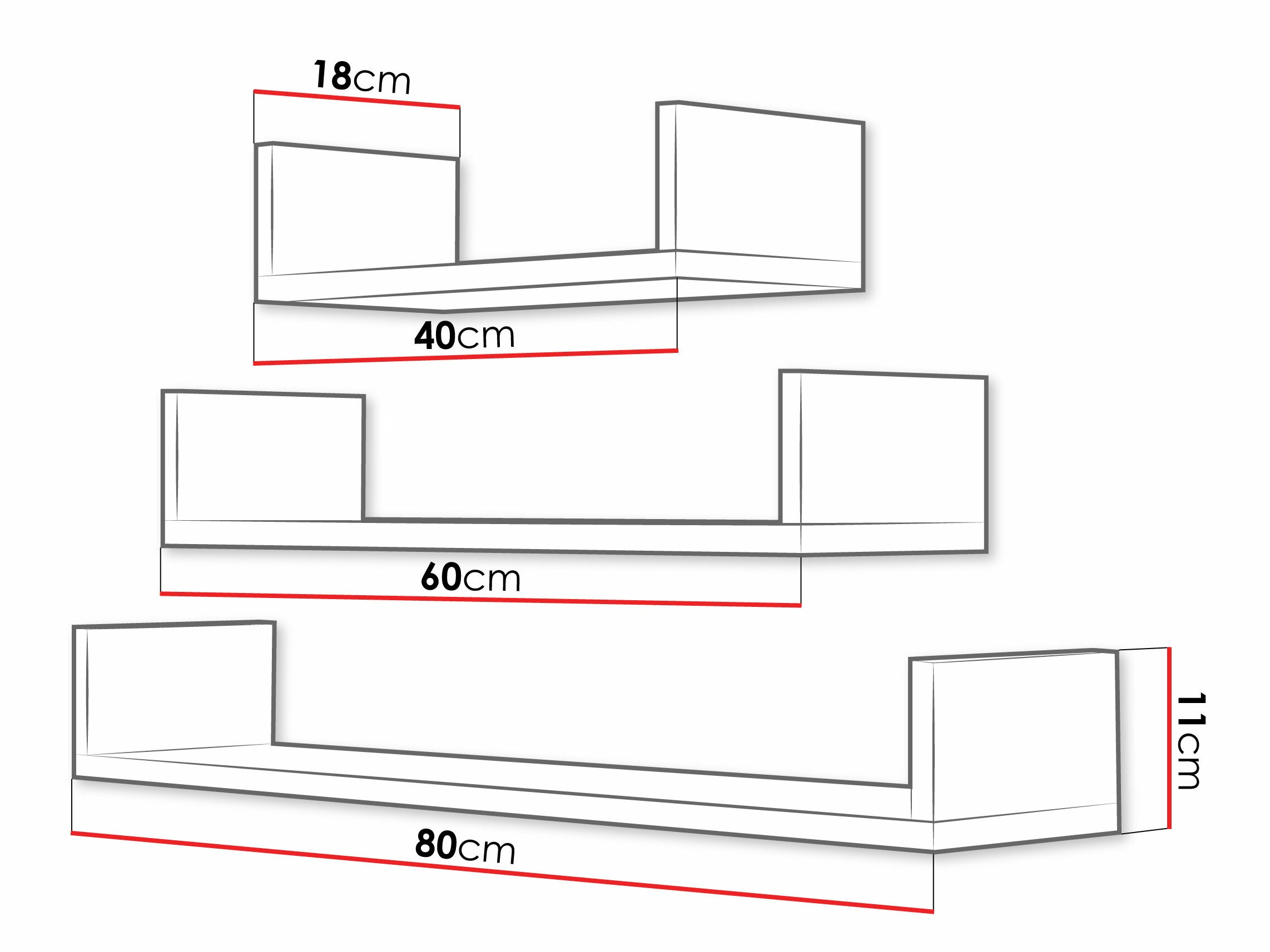 Seinäkiinnitteinen hyllysetti Lexicon (Valkoinen)