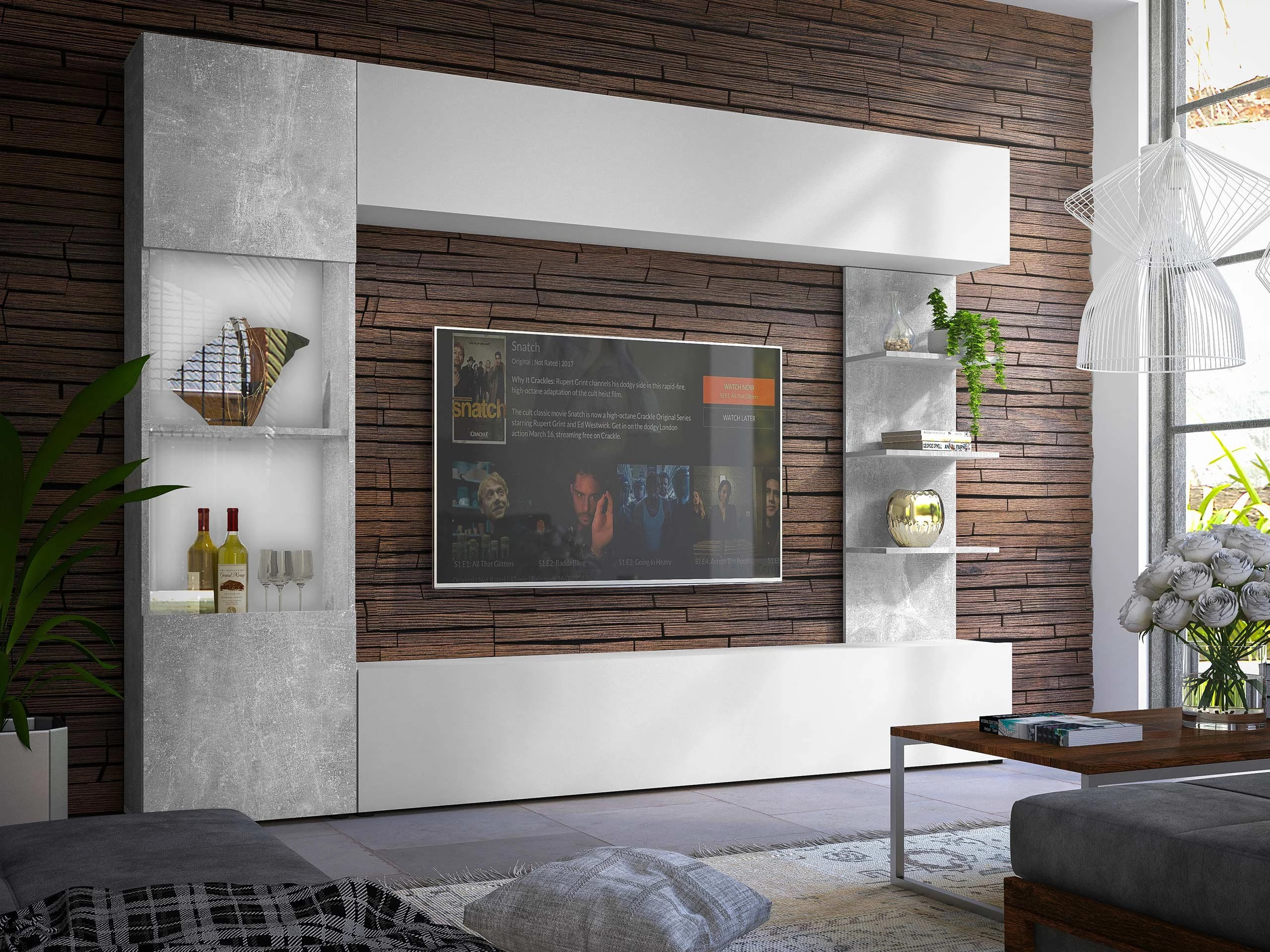 Olohuonesetti Comfivo 210 (Valkoinen + Betoni)