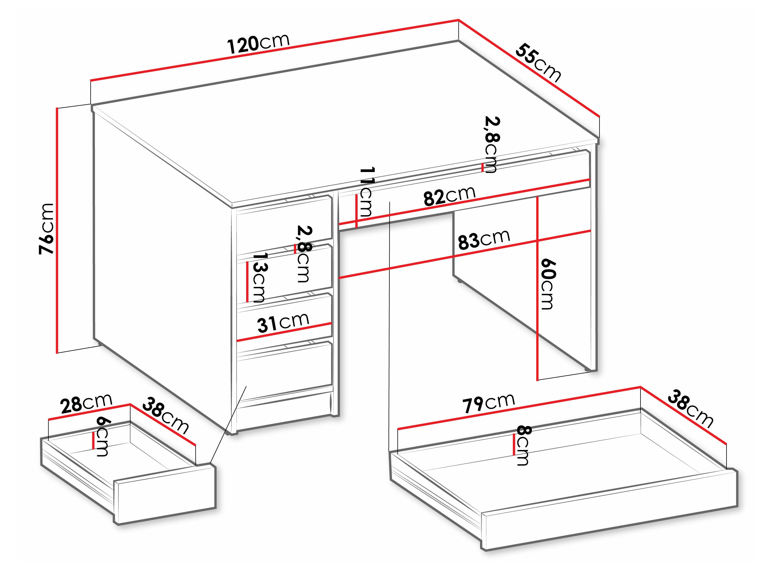 Työpöytä Comfivo Terros I (Valkoinen)