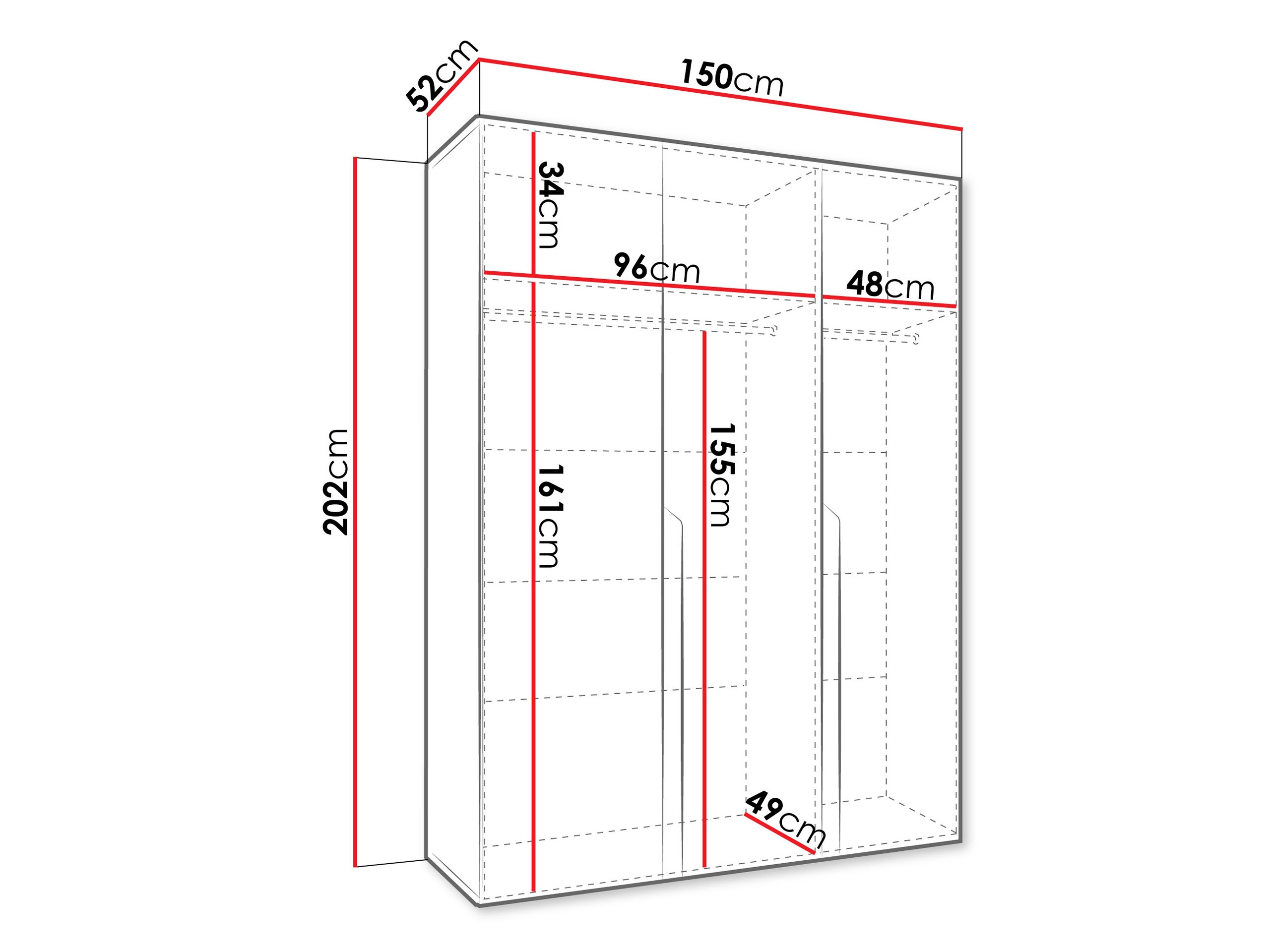 Vaatekaappi Hartford 580 (Musta)