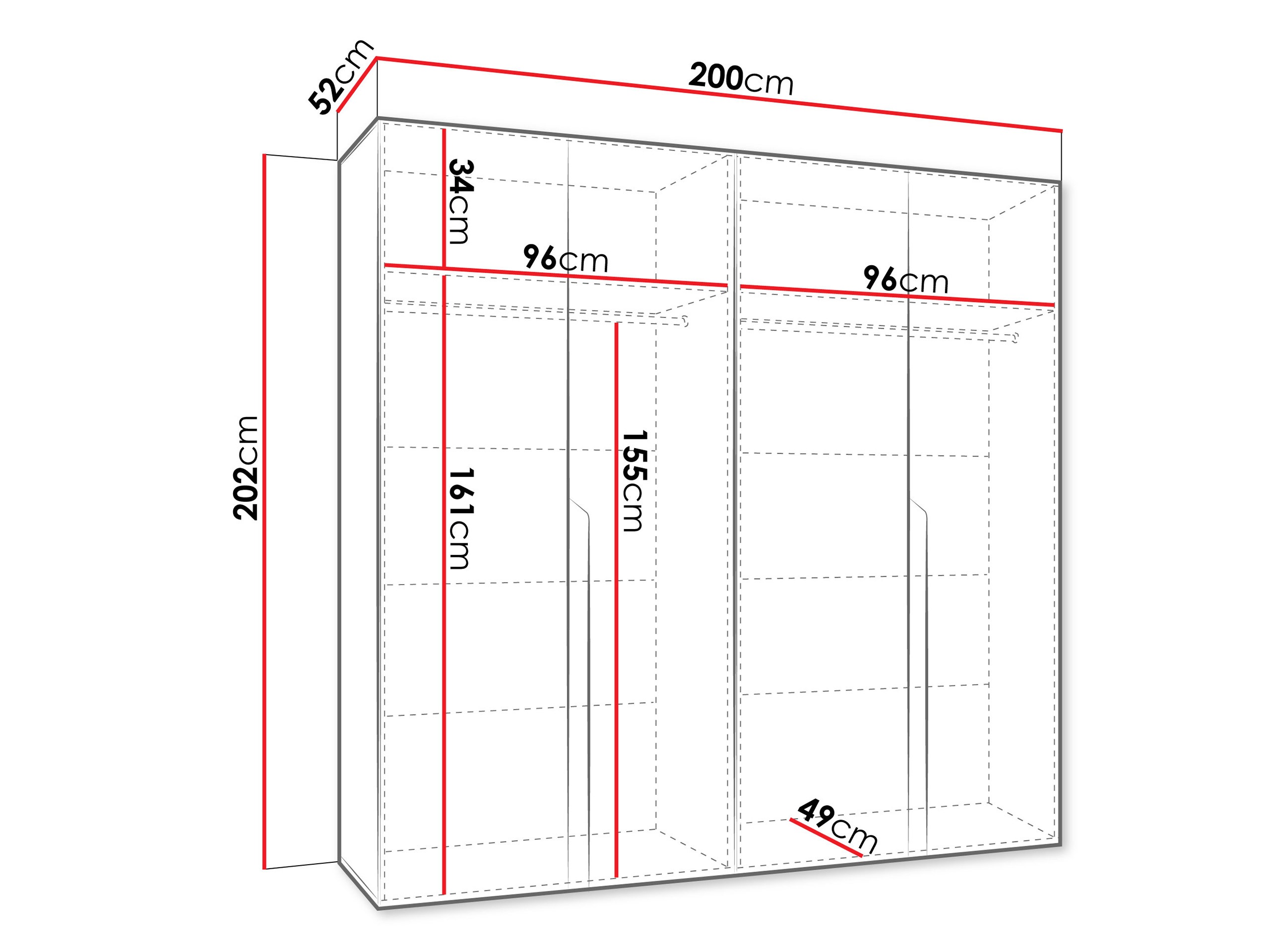 Vaatekaappi Hartford 581 (Valkoinen)