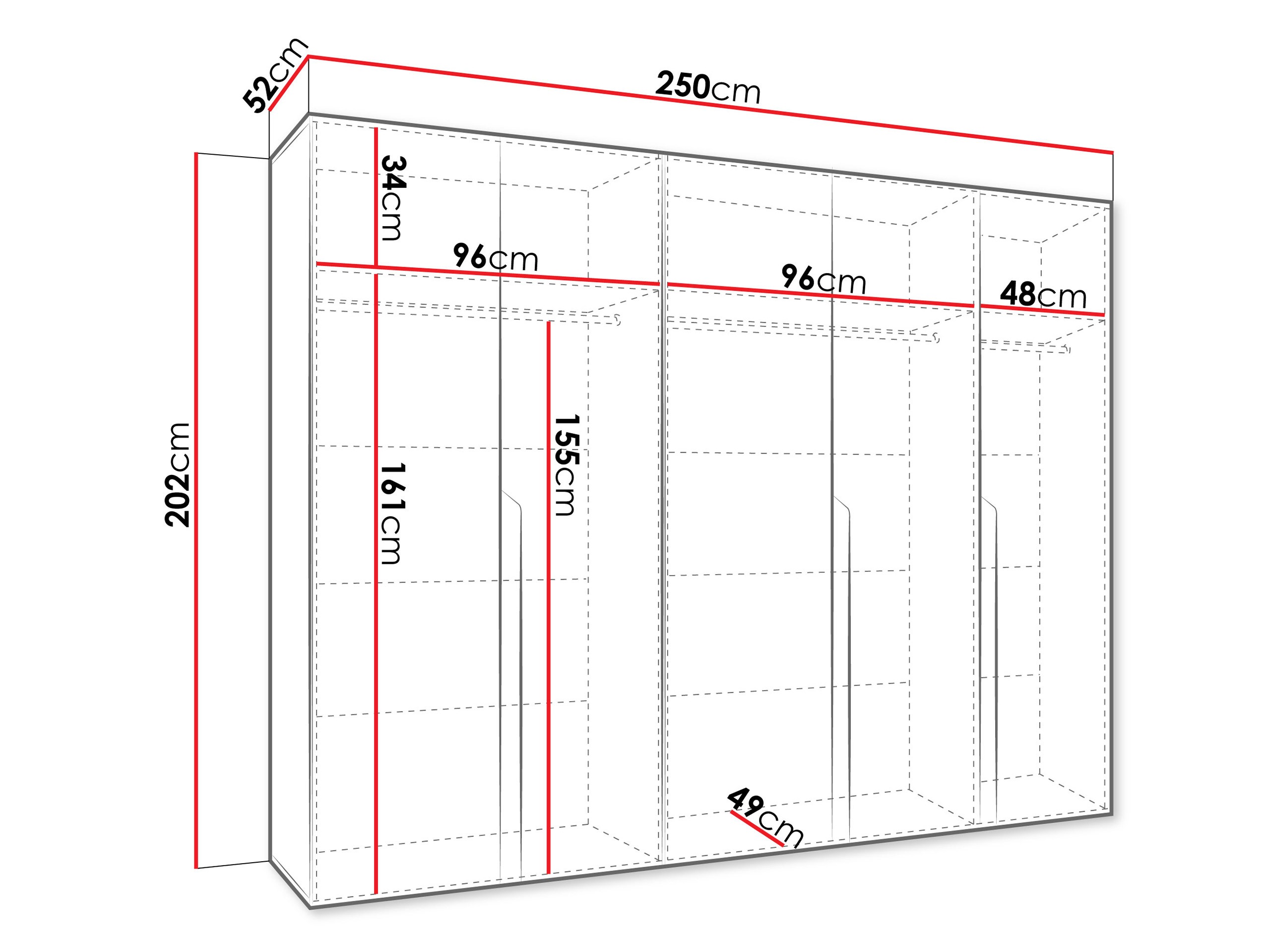 Vaatekaappi Hartford 582 (Valkoinen)