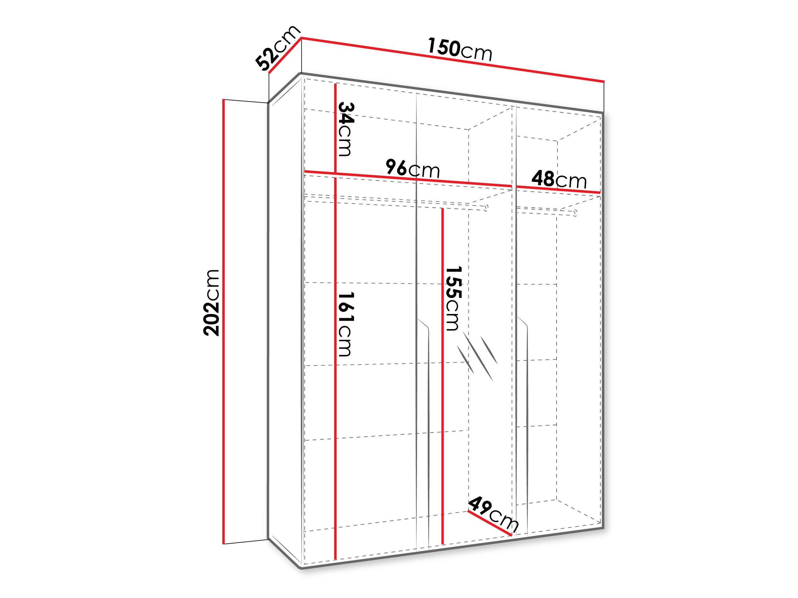 Vaatekaappi Hartford 585 (Musta)