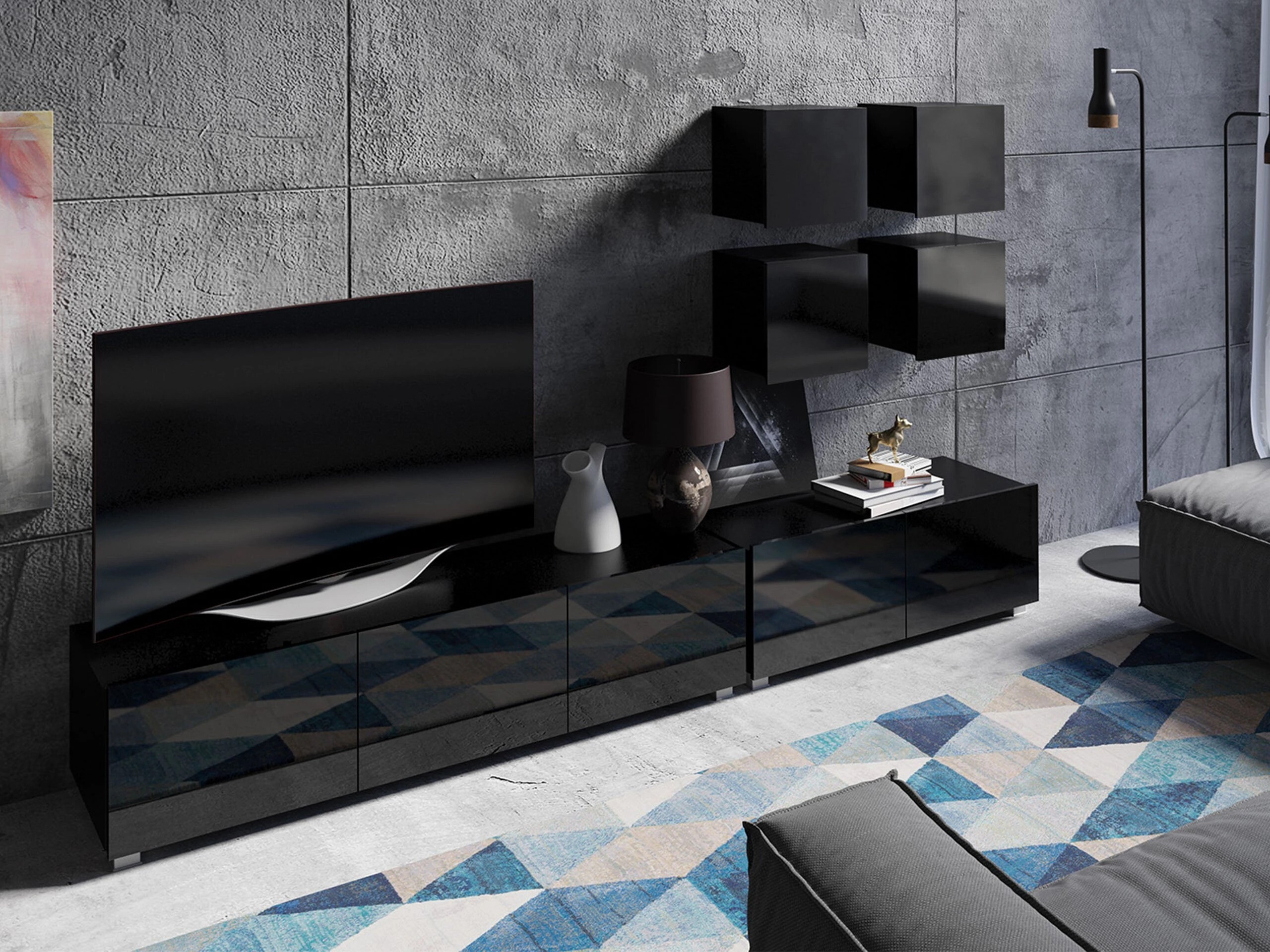 TV-taso Remus I (Musta + Kiiltävä musta)