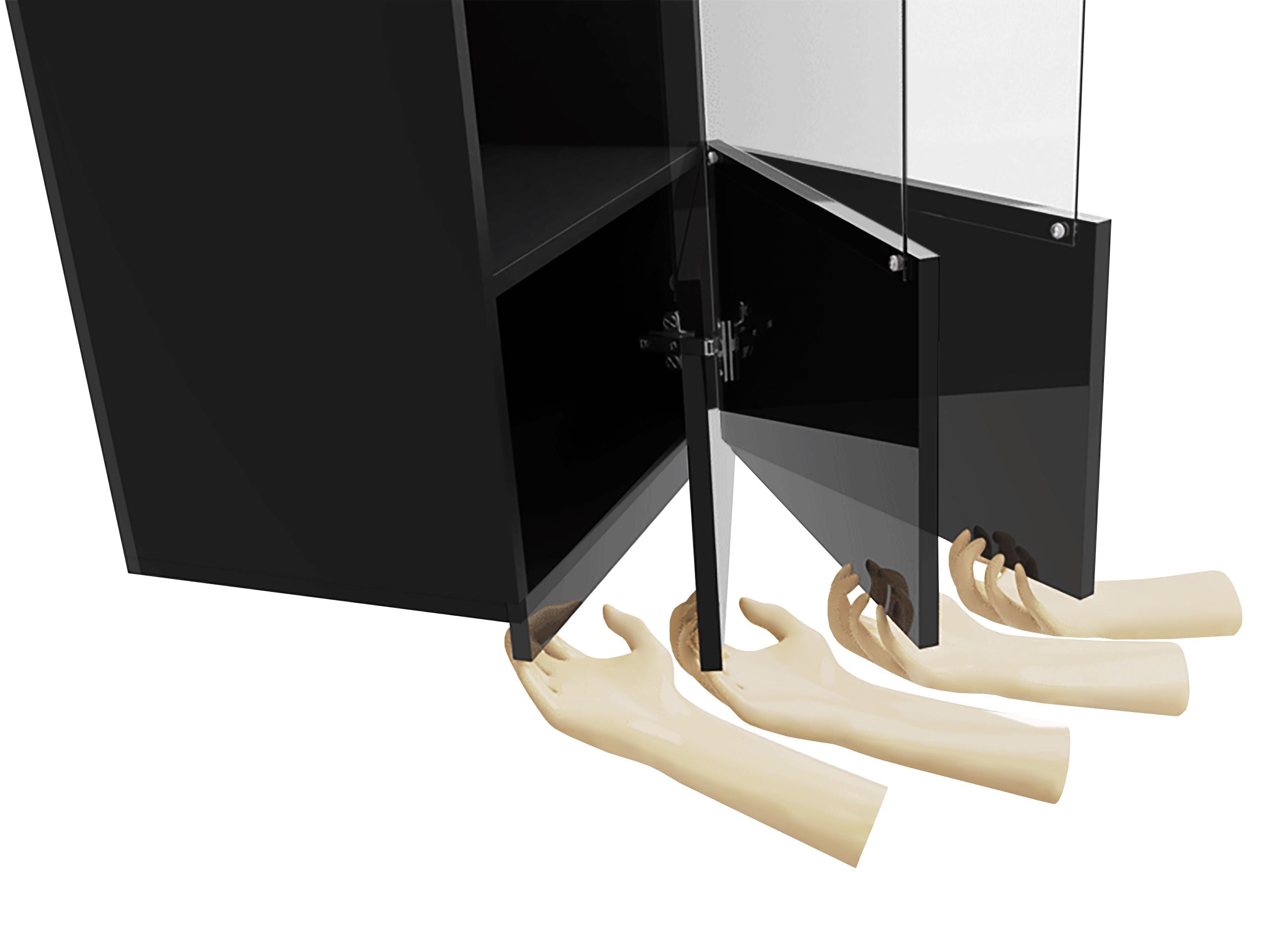 Seinäkaappi Remus I (Musta + Kiiltävä musta)