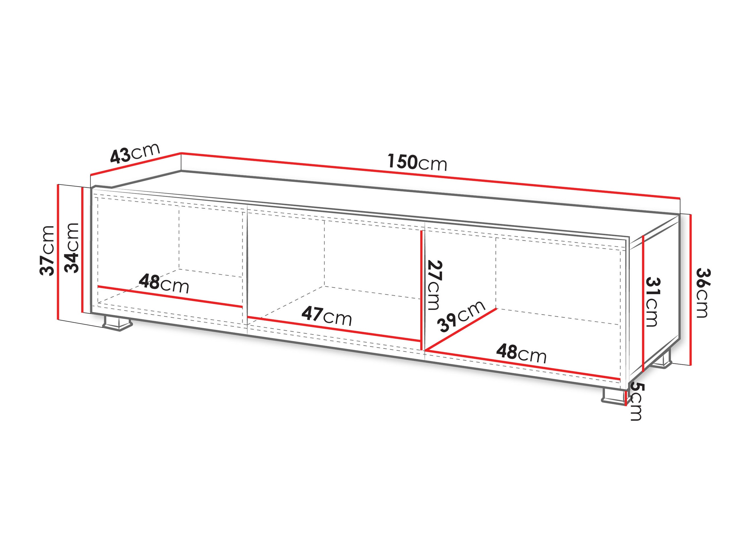 TV-taso Tivdalu 103 (Musta + Kiiltävä musta)