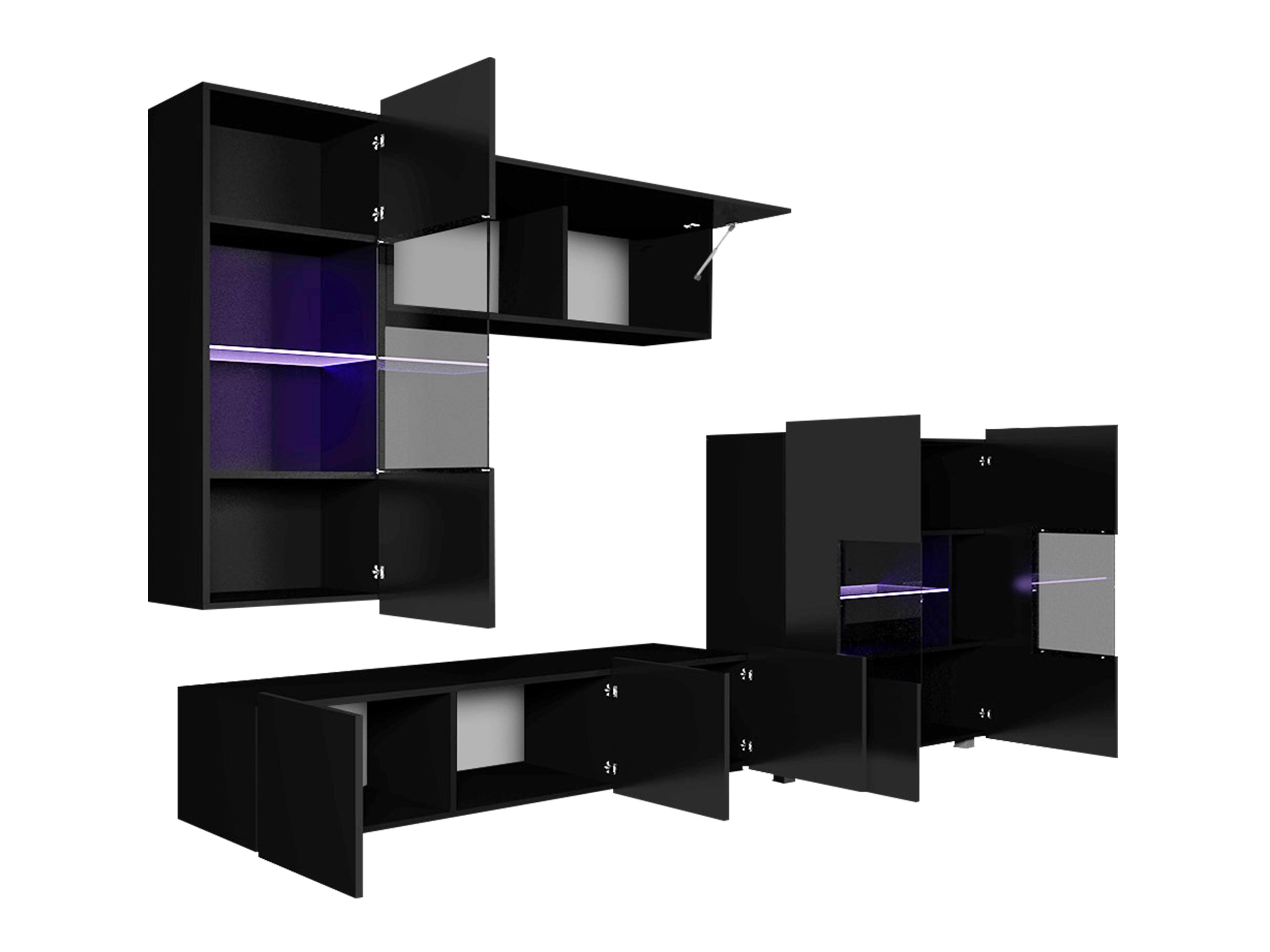 Olohuonesetti Remus III (Musta + Kiiltävä musta)