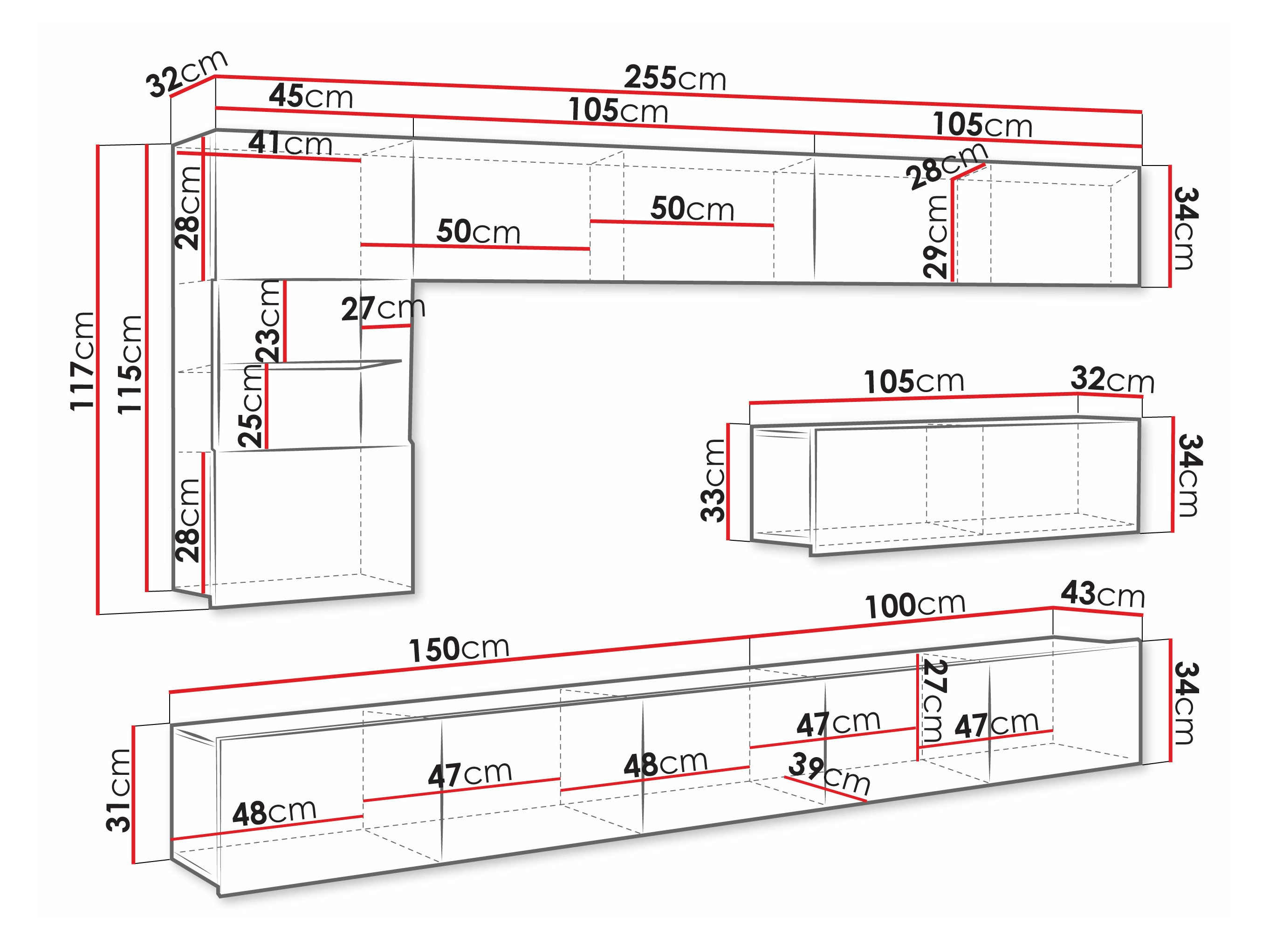 Olohuonesetti Remus IV (Musta + Kiiltävä musta)
