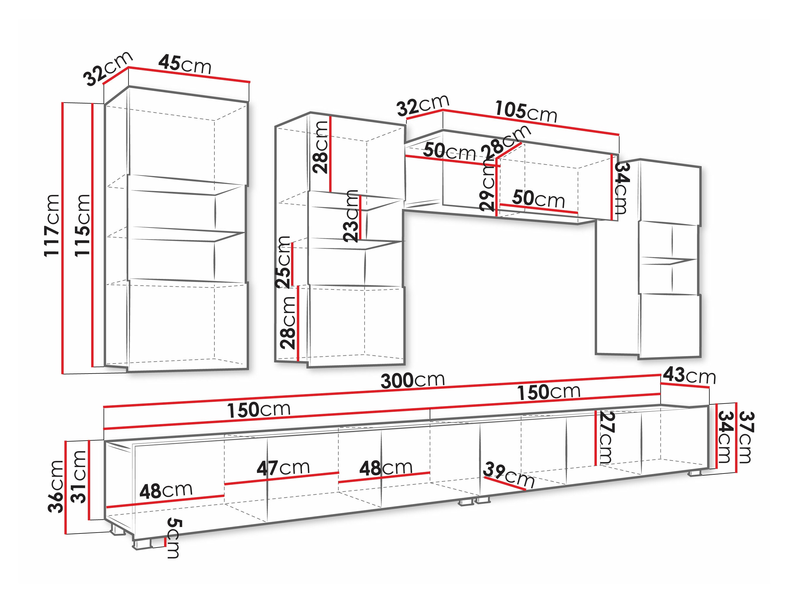 Olohuonesetti Remus V (Musta + Kiiltävä musta)
