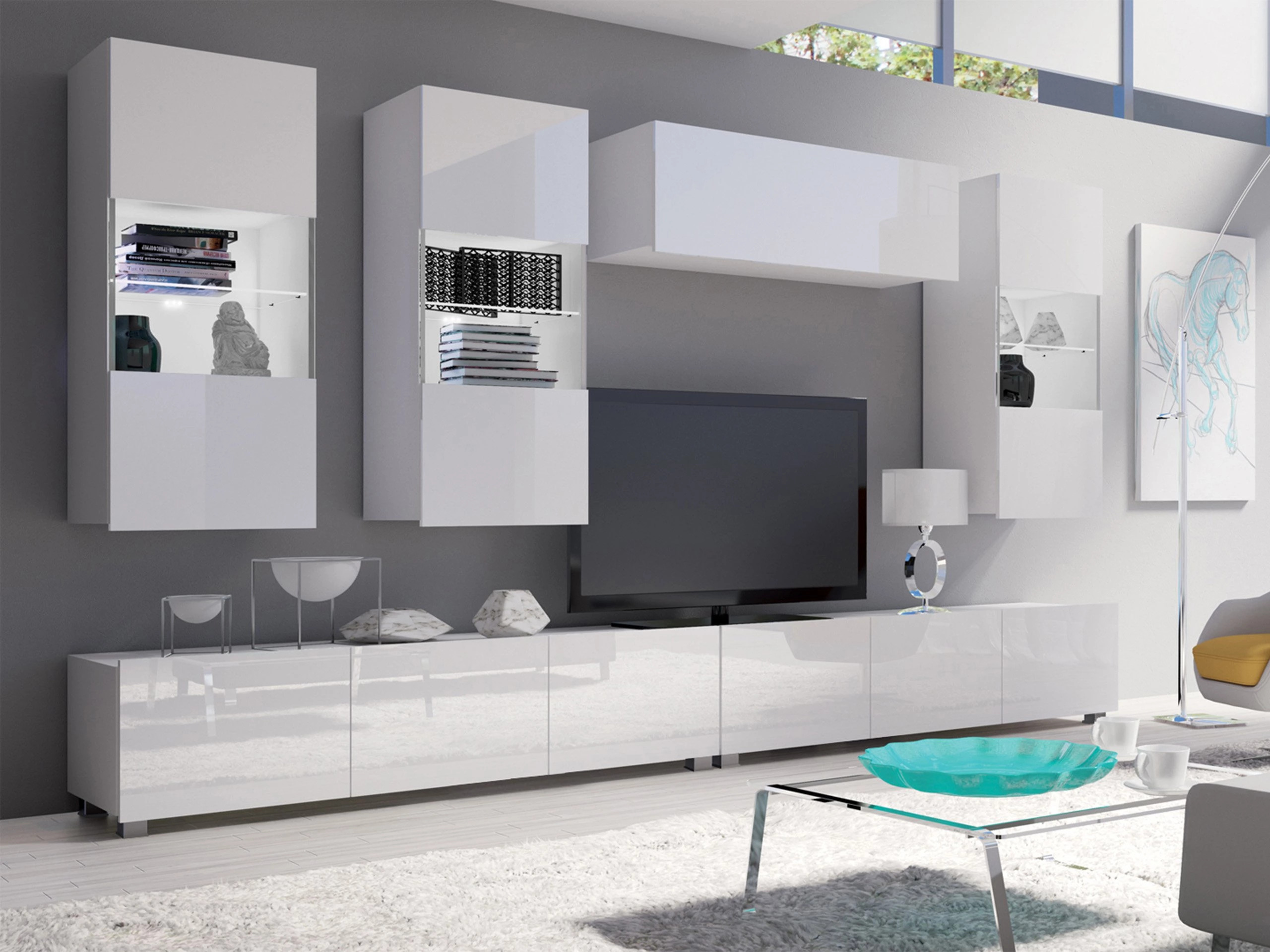 Olohuonesetti Remus V (Valkoinen + Kiiltävä valkoinen)