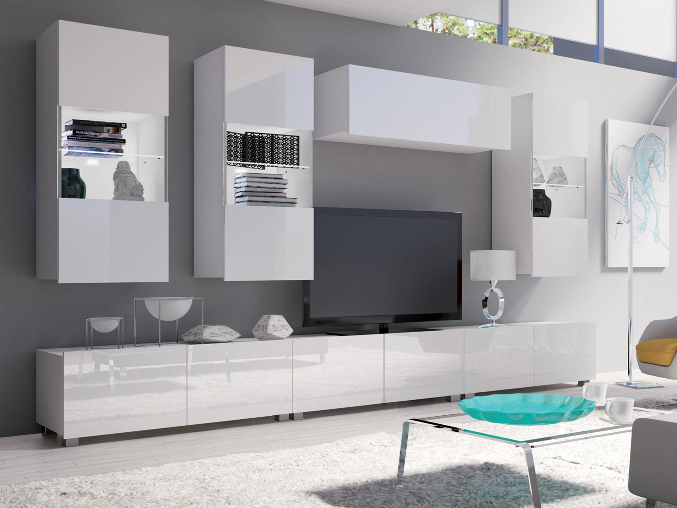 Olohuonesetti Remus XI (Valkoinen + Kiiltävä valkoinen)