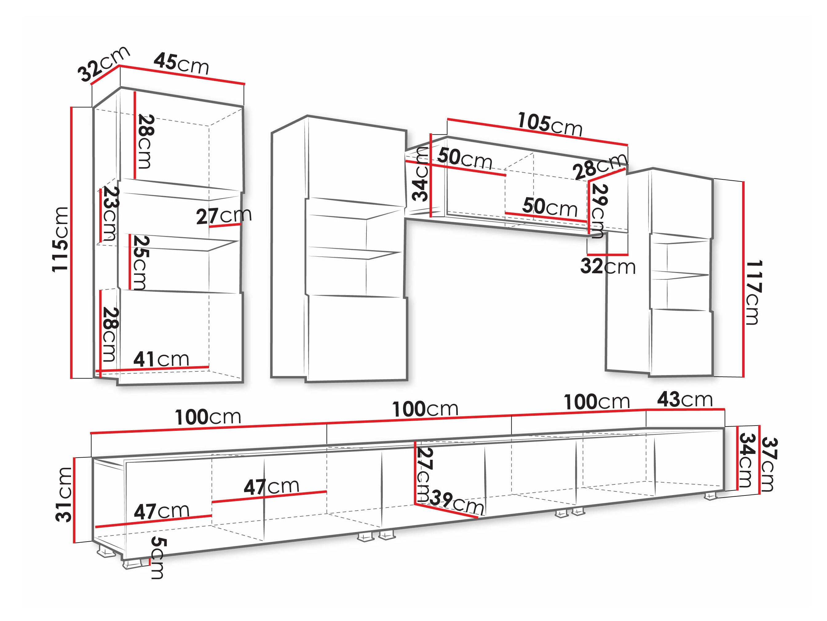 Olohuonesetti Tivdalu 121 (Valkoinen + Kiiltävä valkoinen)
