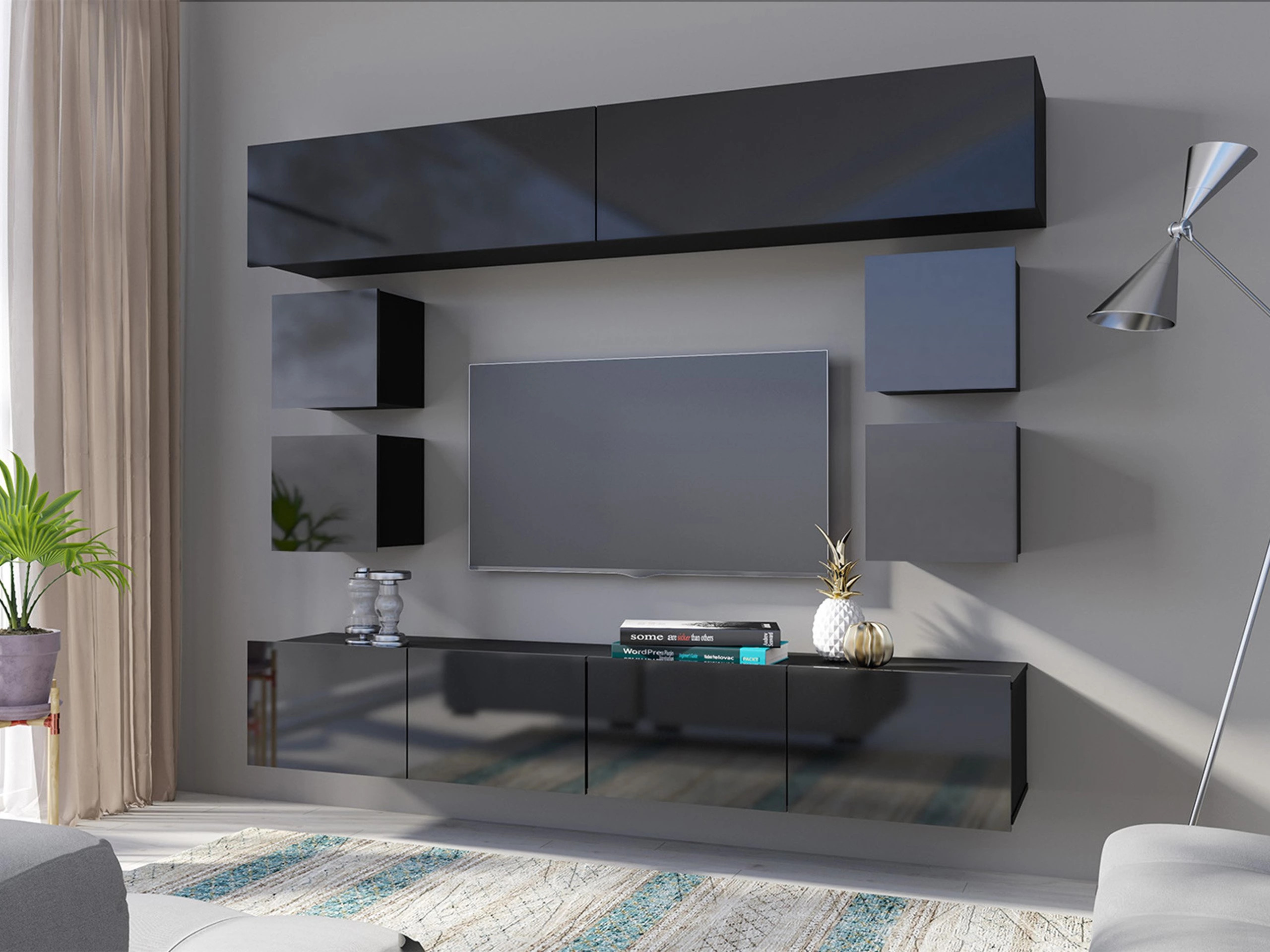 Olohuonesetti Remus XVI (Musta + Kiiltävä musta)