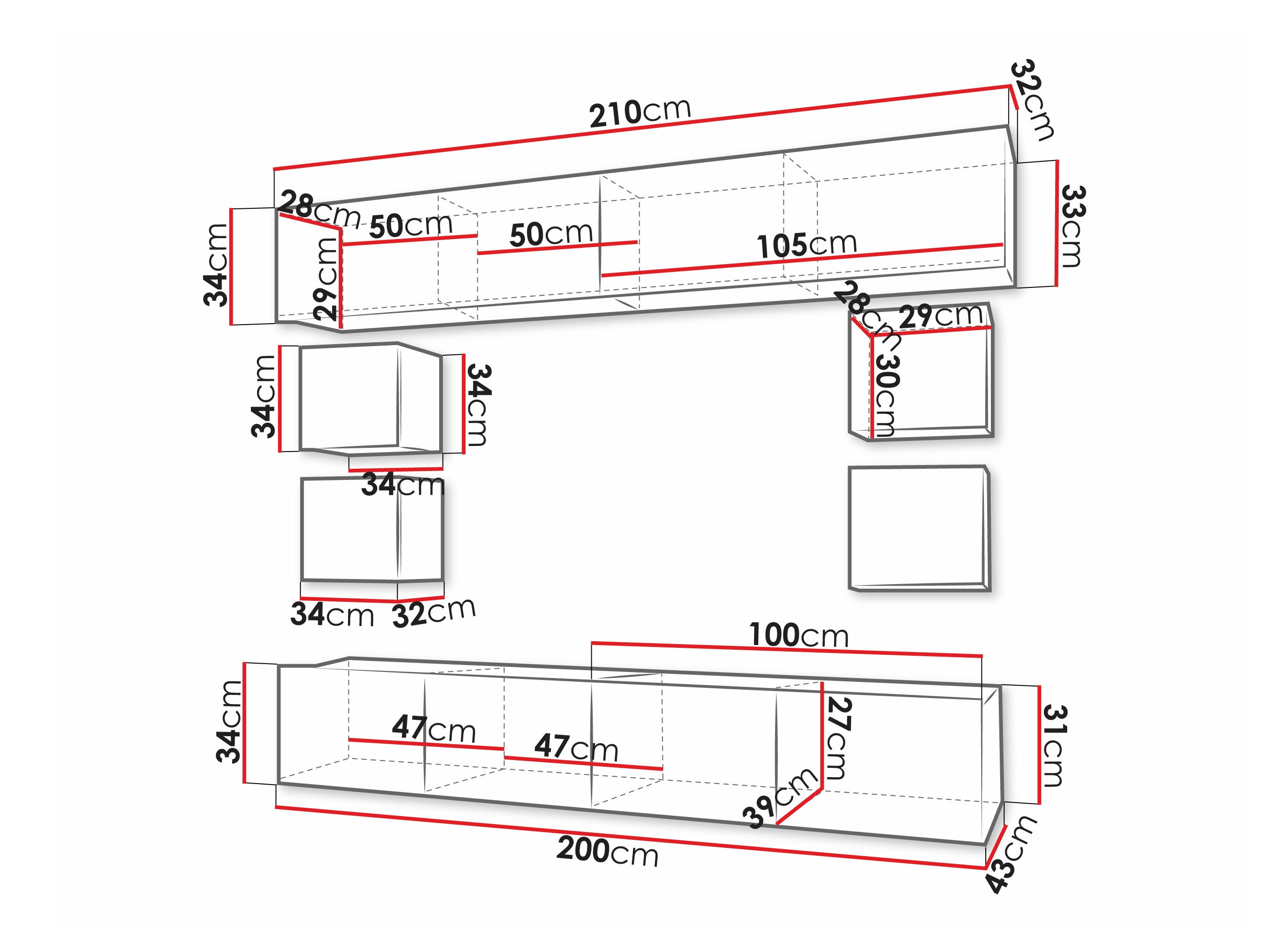 Olohuonesetti Remus XVI (Musta + Kiiltävä musta)