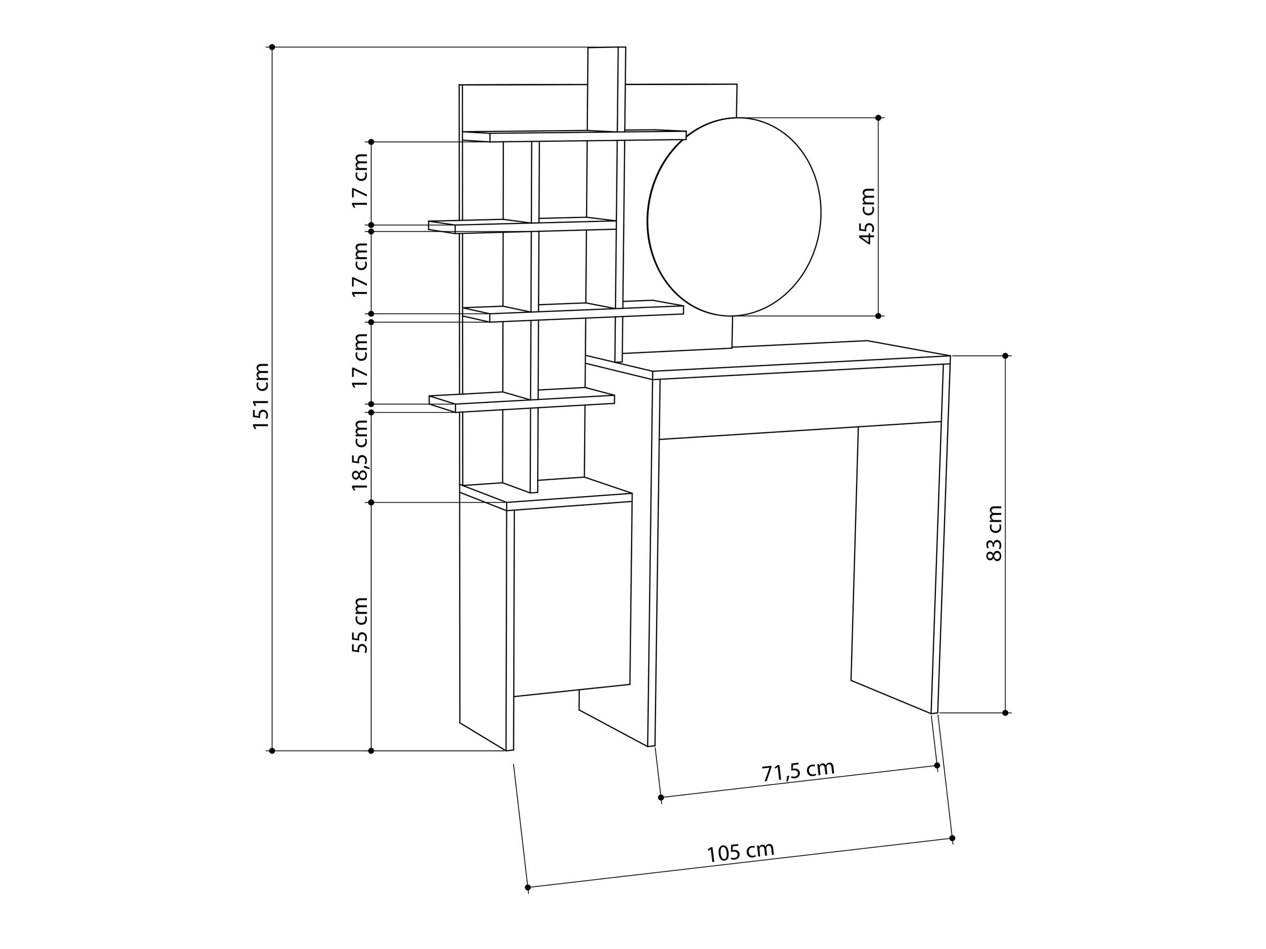 Kampauspöytä Kailua 220 (Valkoinen + Tammi)