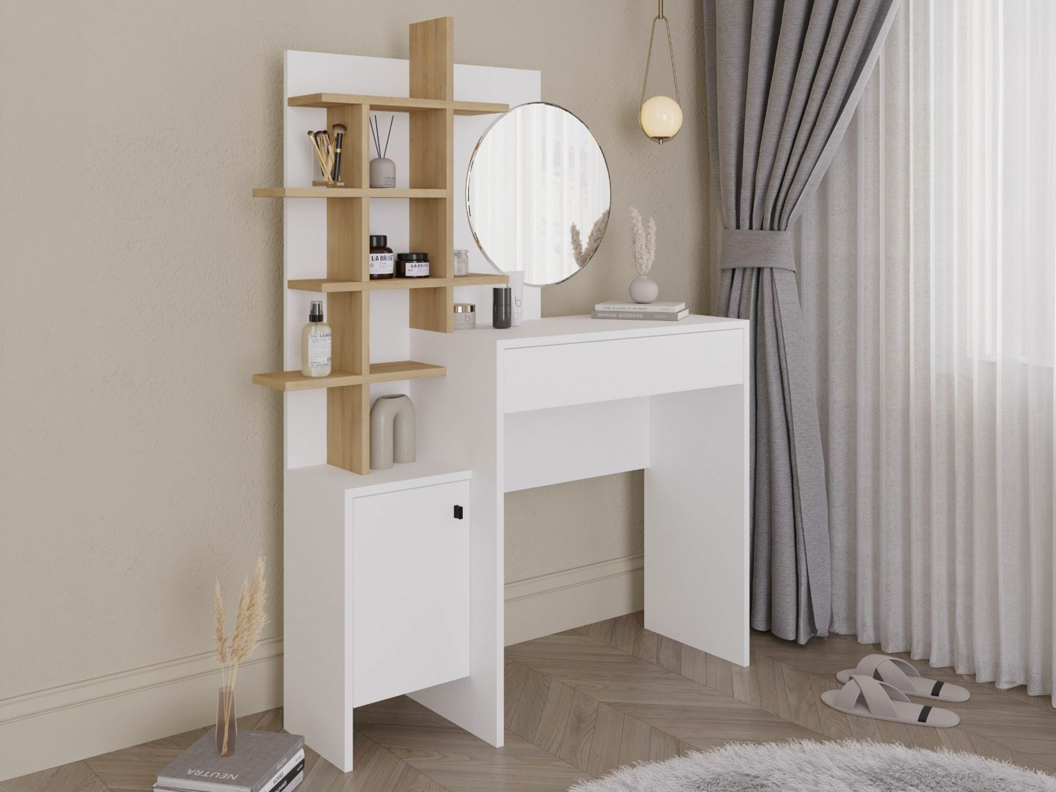 Kampauspöytä Kailua 220 (Valkoinen + Tammi)