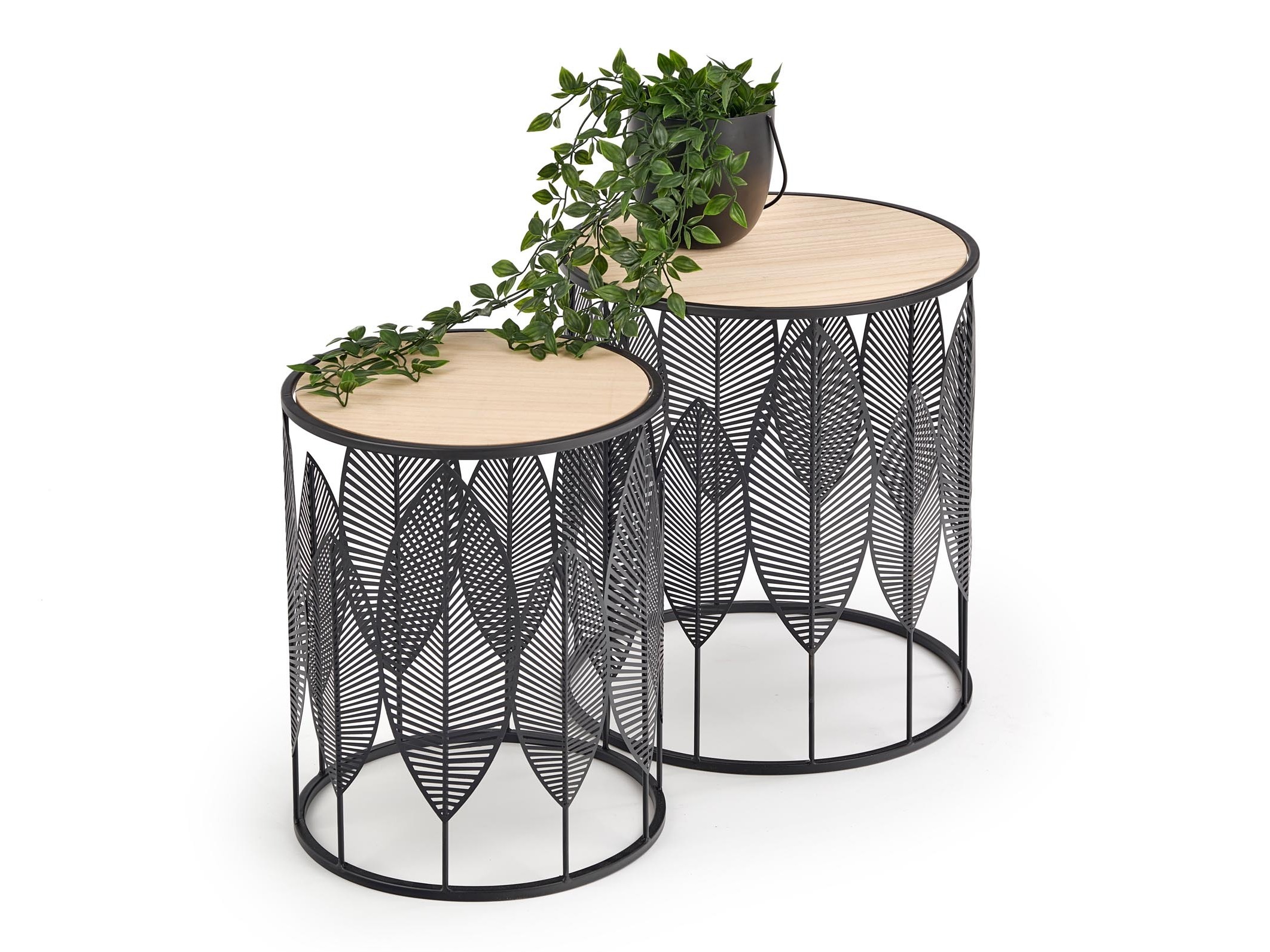 Sivupöytäsetti Houston 974 (Musta + Vaalea puu)