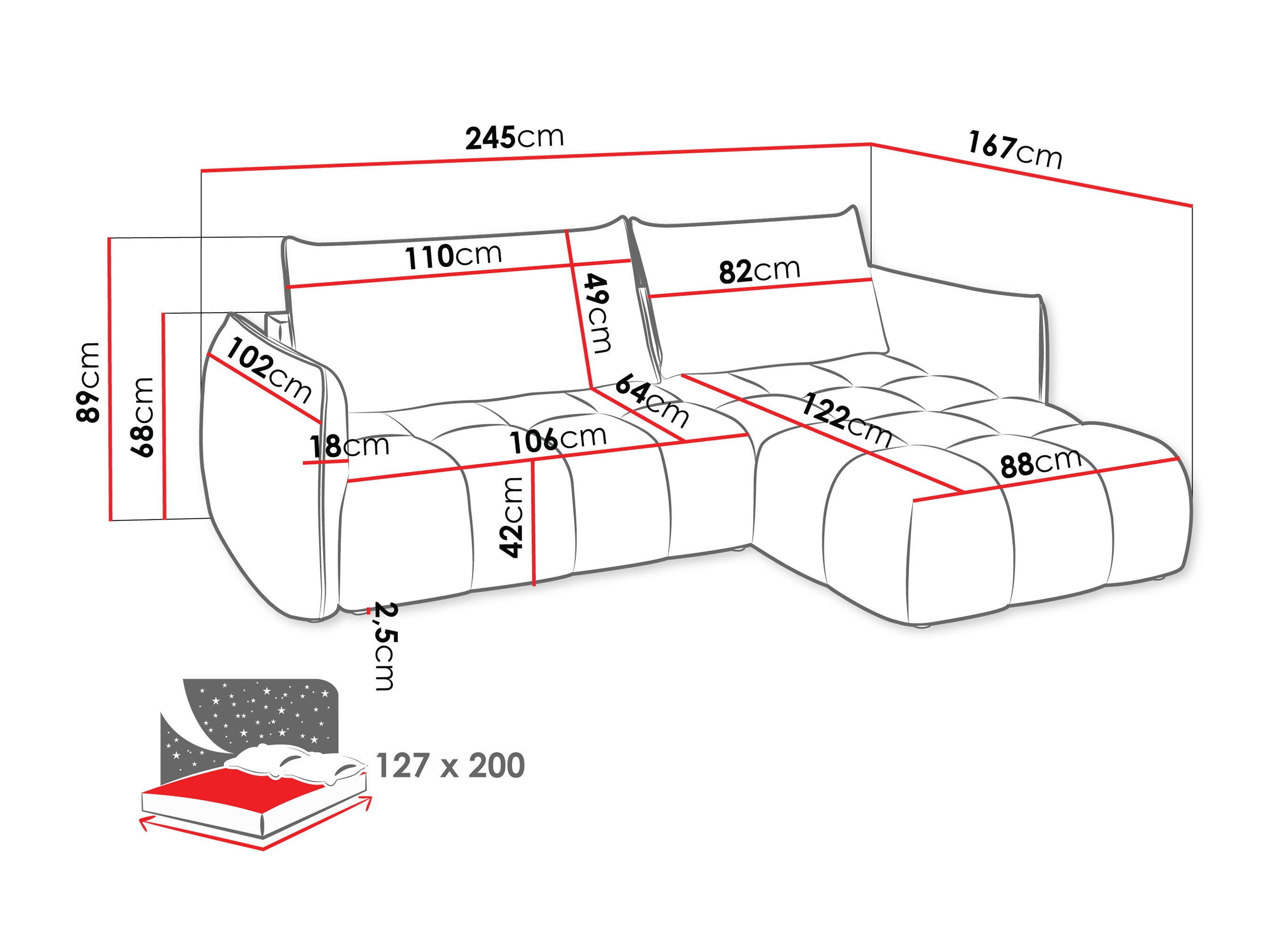 Kulmasohva Lima 136 (Lumo 65)
