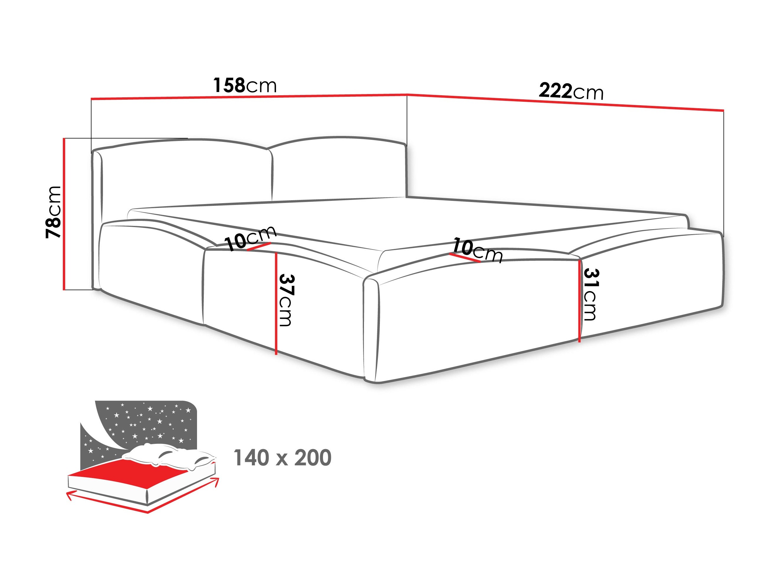 Sänky TrendyNest Titis (Lumo 55)
