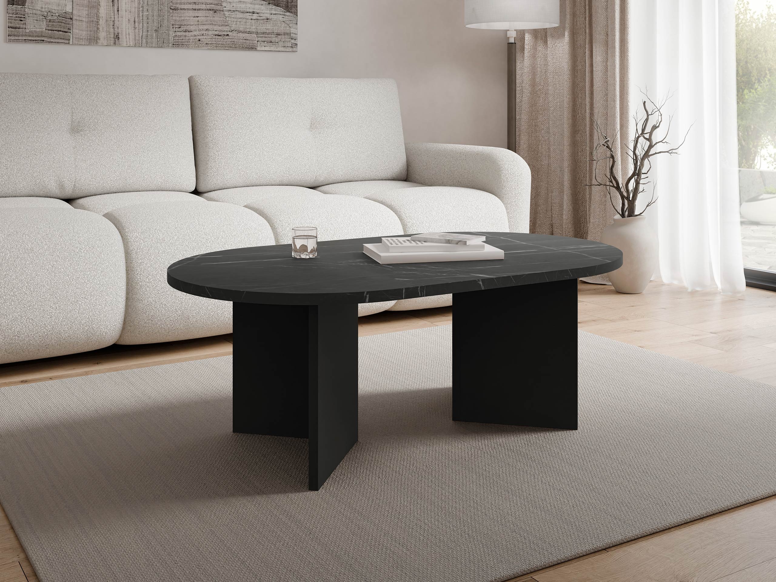 Sohvapöytä Comfivo 509 (Musta marmori + Musta)