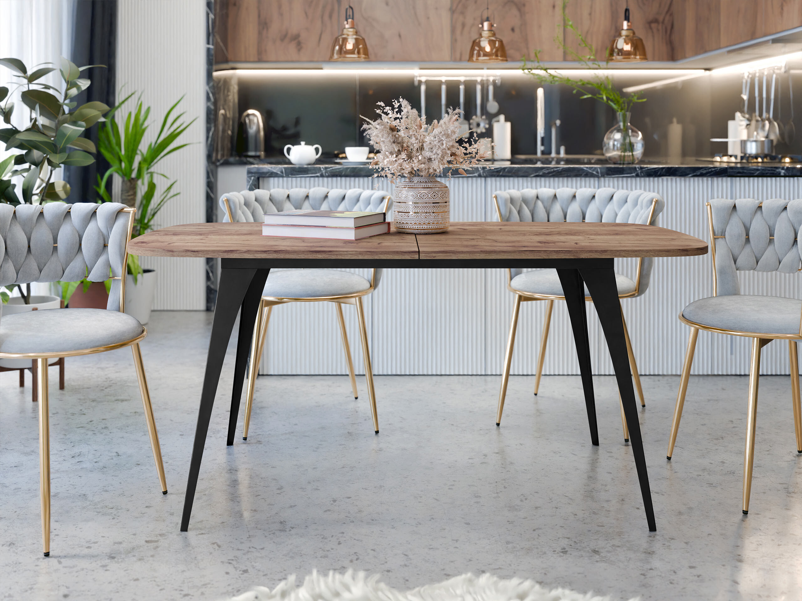 Pöytä Oswego 131 (Kultainen Craft-tammi)