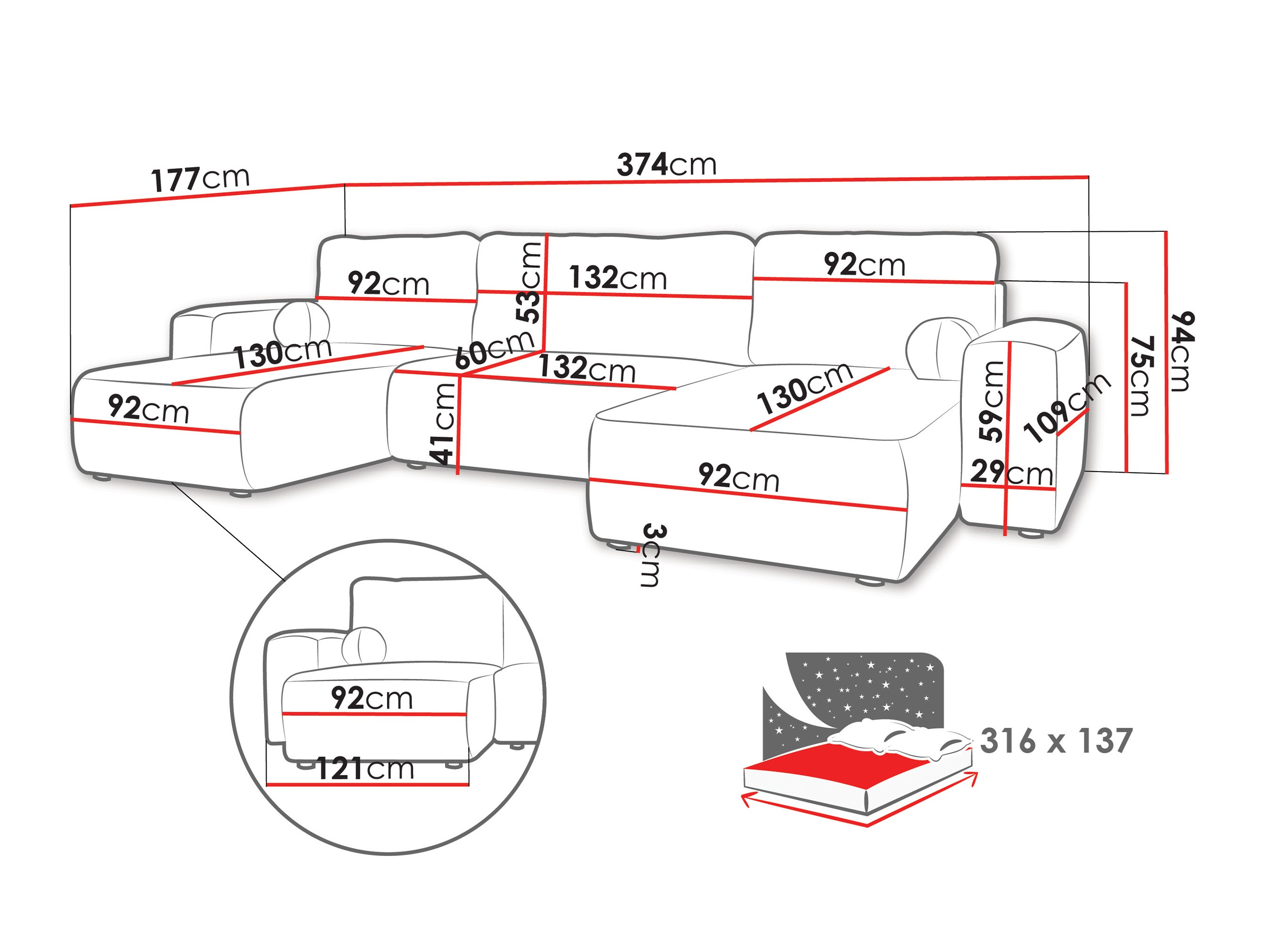Kulmasohva TrendyNest 130 (Coral 15)