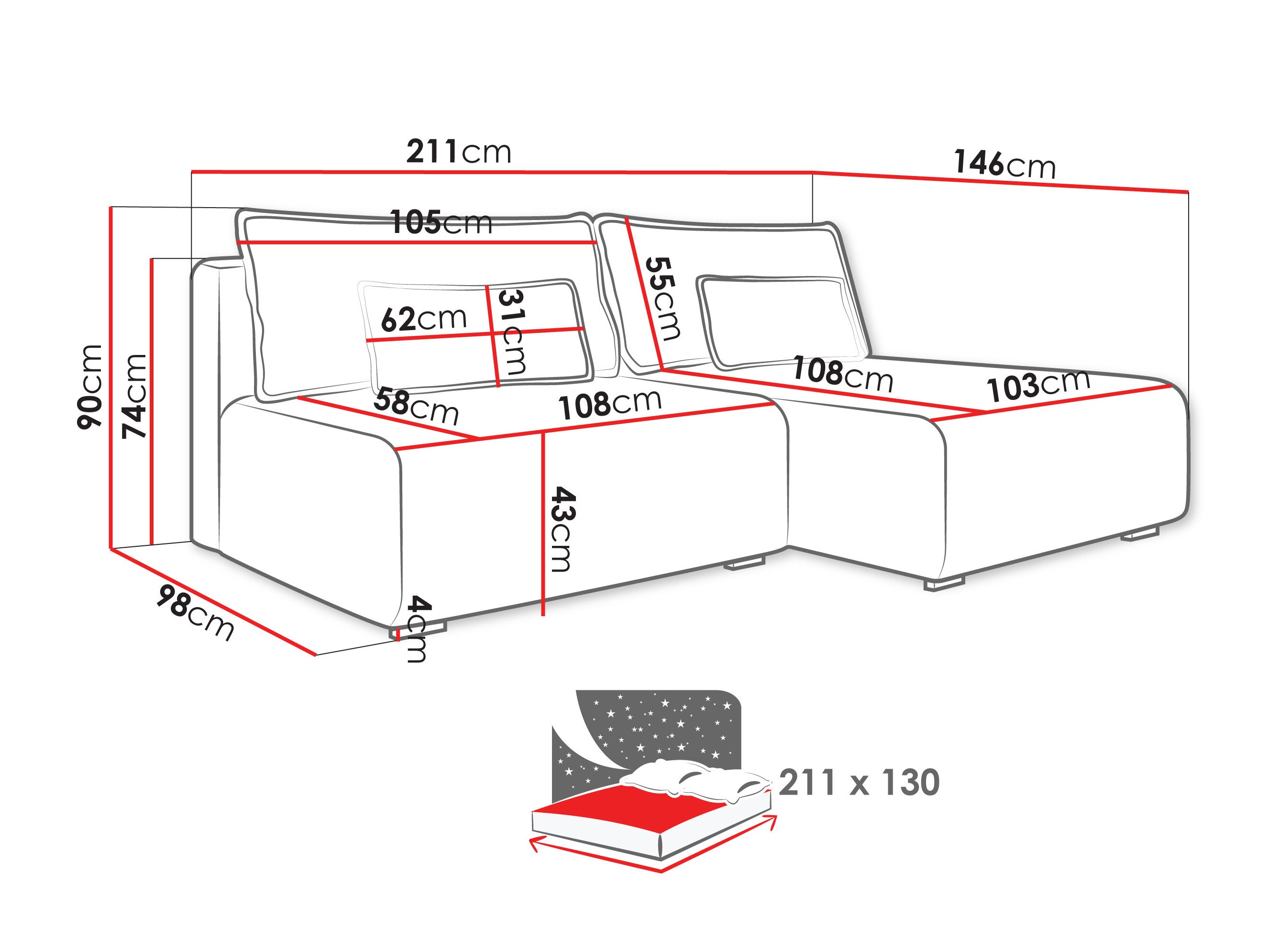 Kulmasohva TrendyNest Fenestal (Tilia 11)