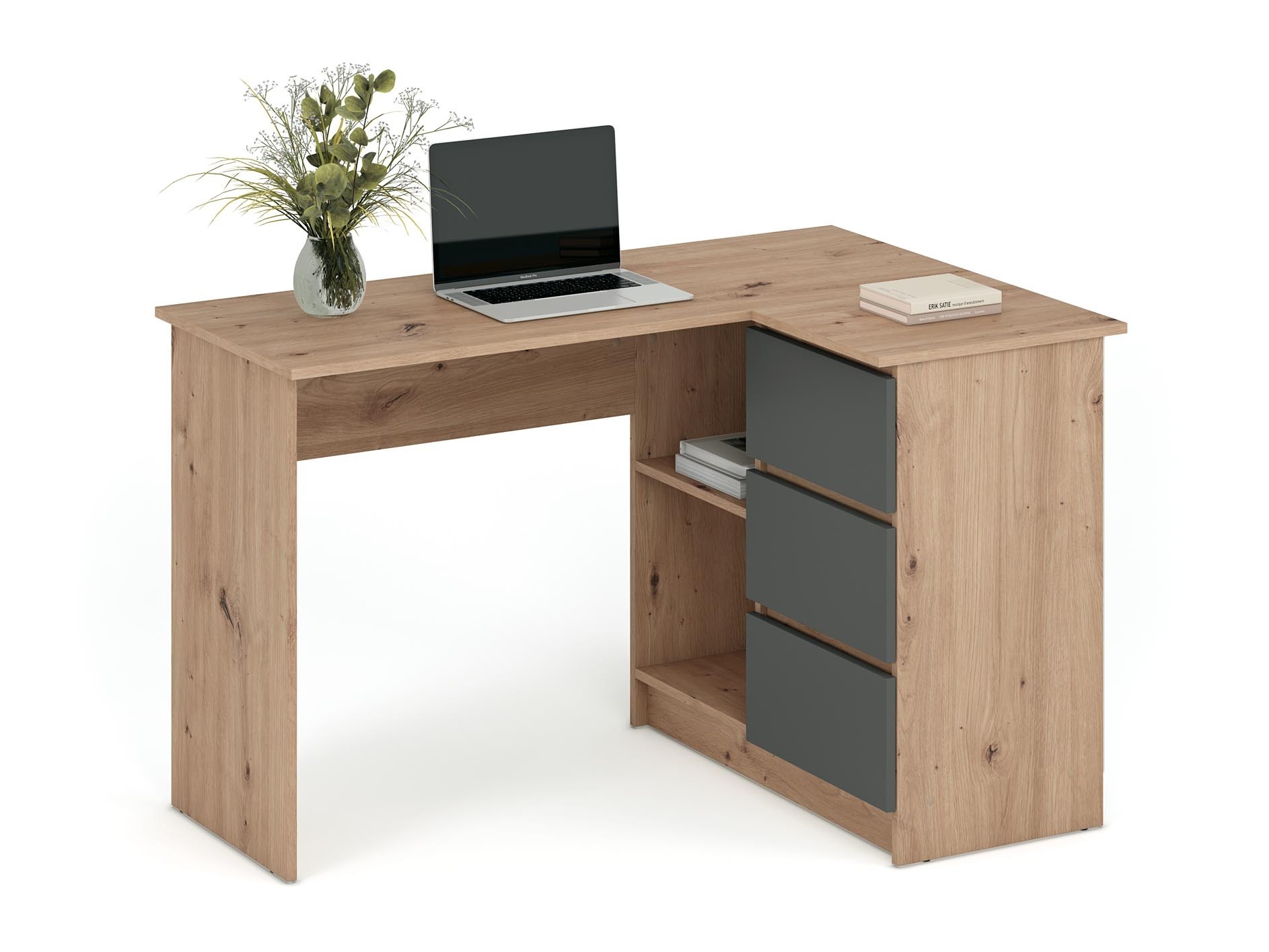 Kulmapöytä Houston 1950 (Grafiitti + Artisaanitammi)