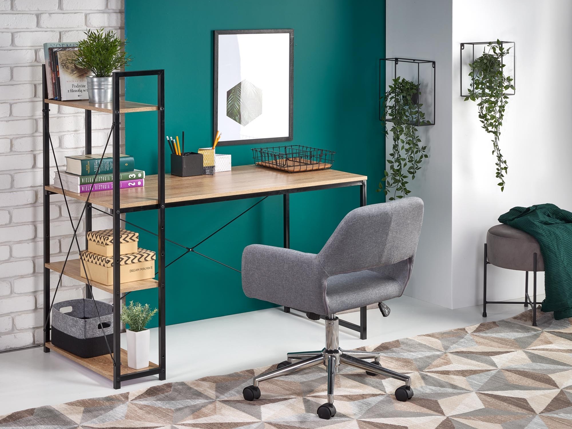 Työpöytä Houston 1888 (Sonoma-tammi + Musta)