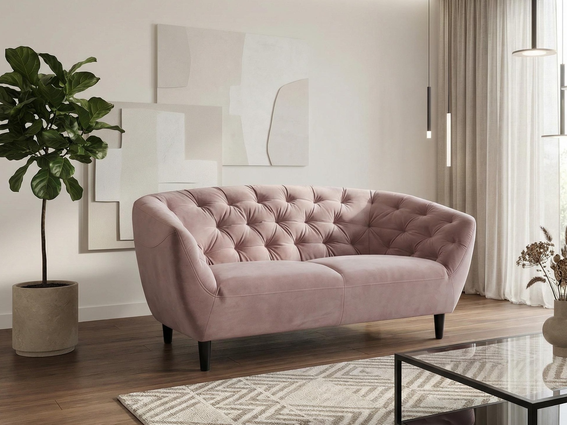Chesterfield-sohva Norsica 260 (Samean vaaleanpunainen)