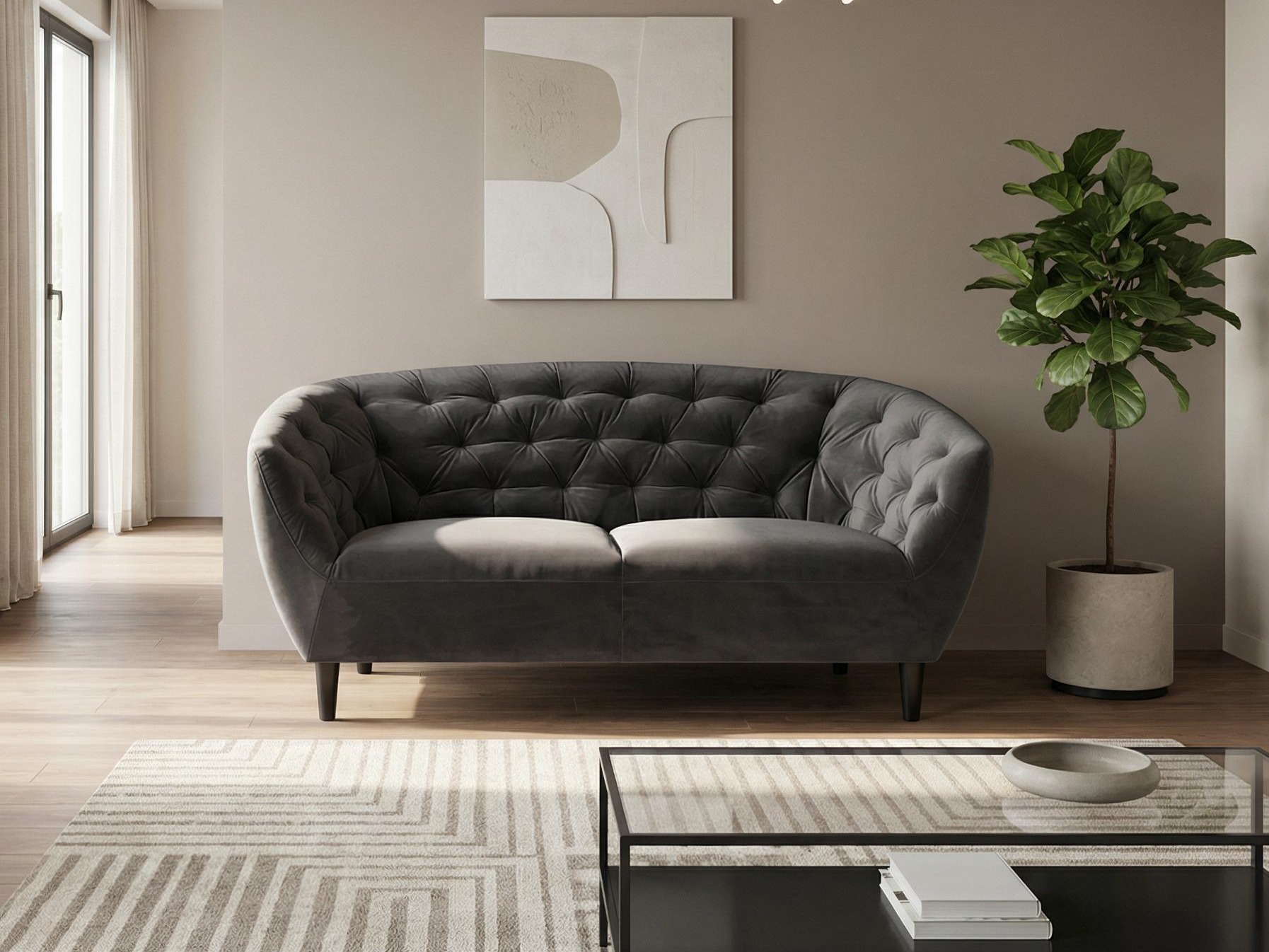 Chesterfield-sohva Norsica 260 (Tummanharmaa)
