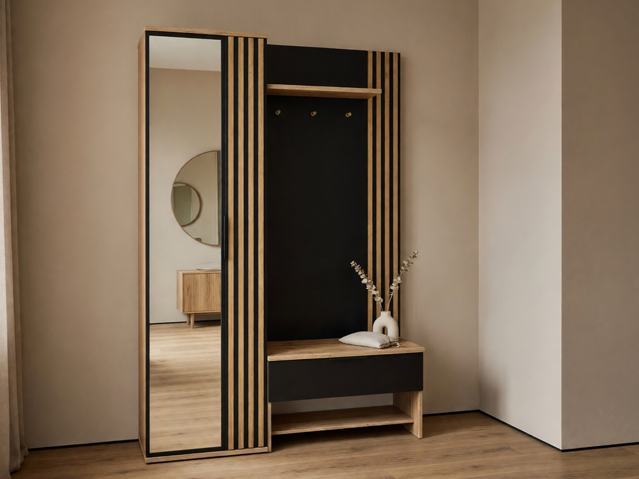 Eteissetti Honolulu 161 (Musta + Wotan tammi)