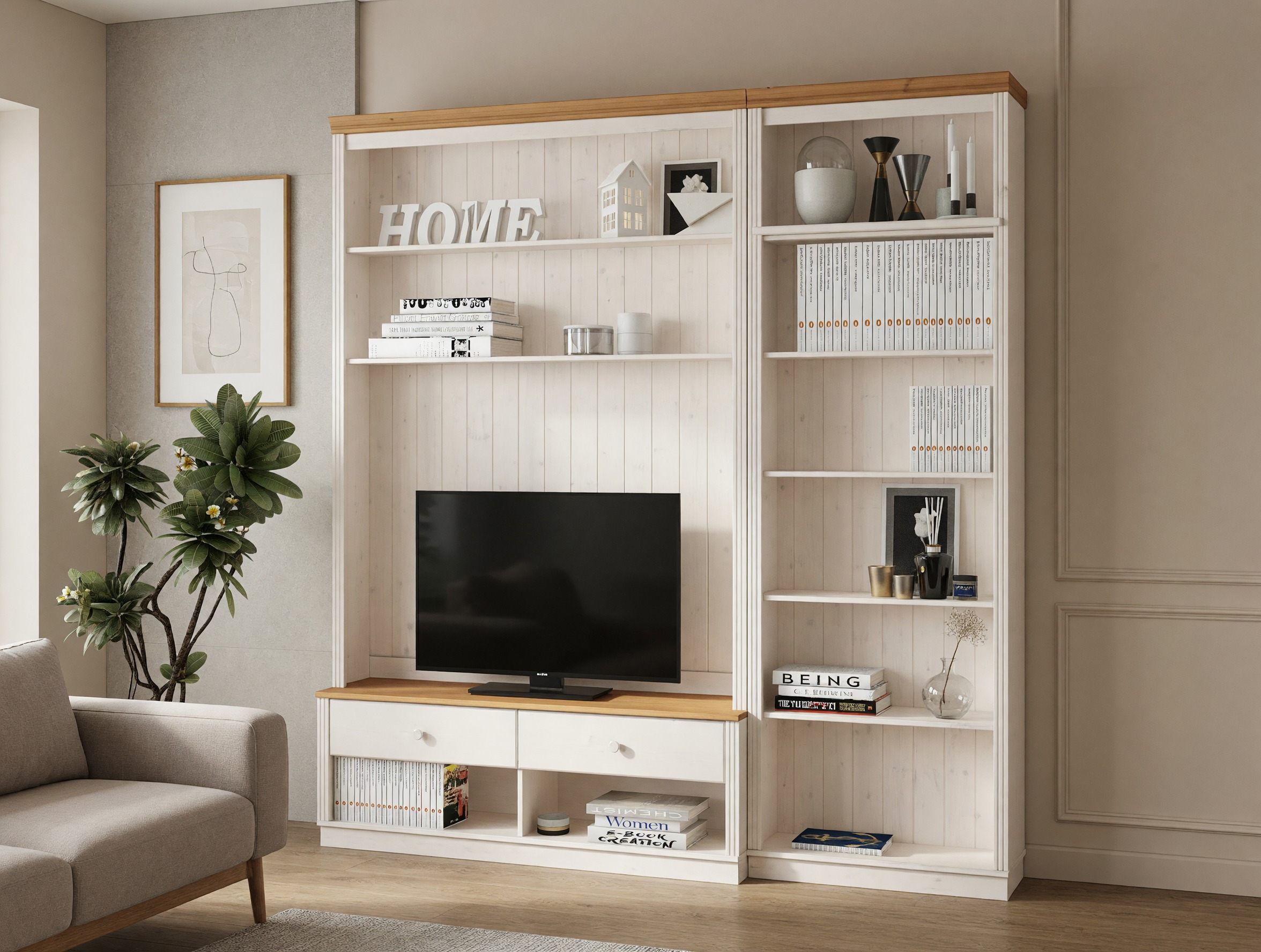 Olohuonesetti Saltoro 106 (Valkoinen + Hunajatammi)