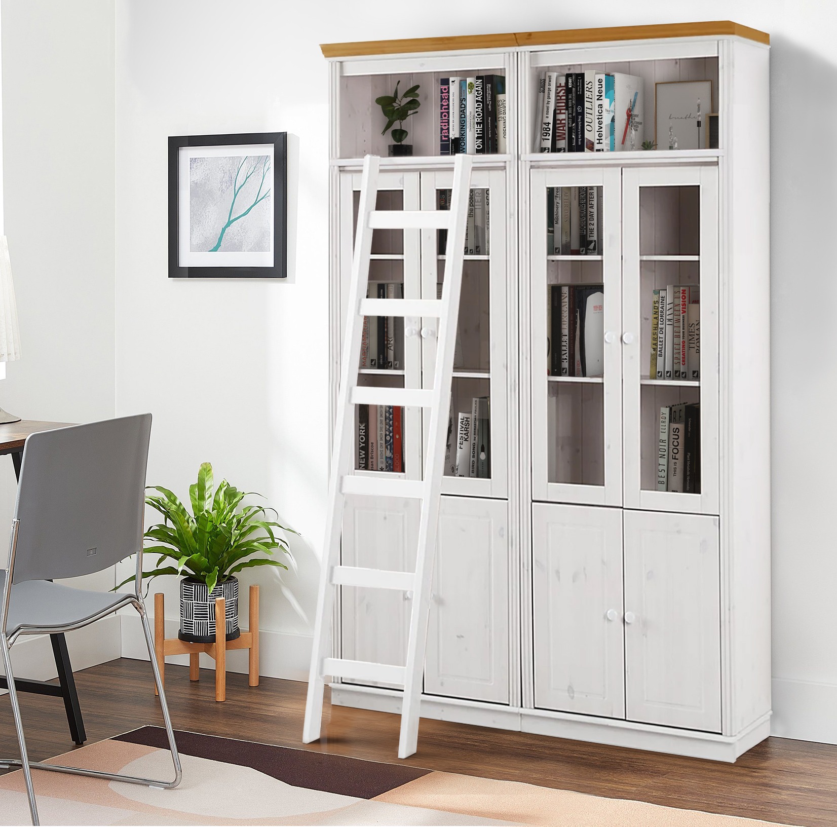 Hyllysetti Saltoro 120 (Valkoinen + Hunajatammi)