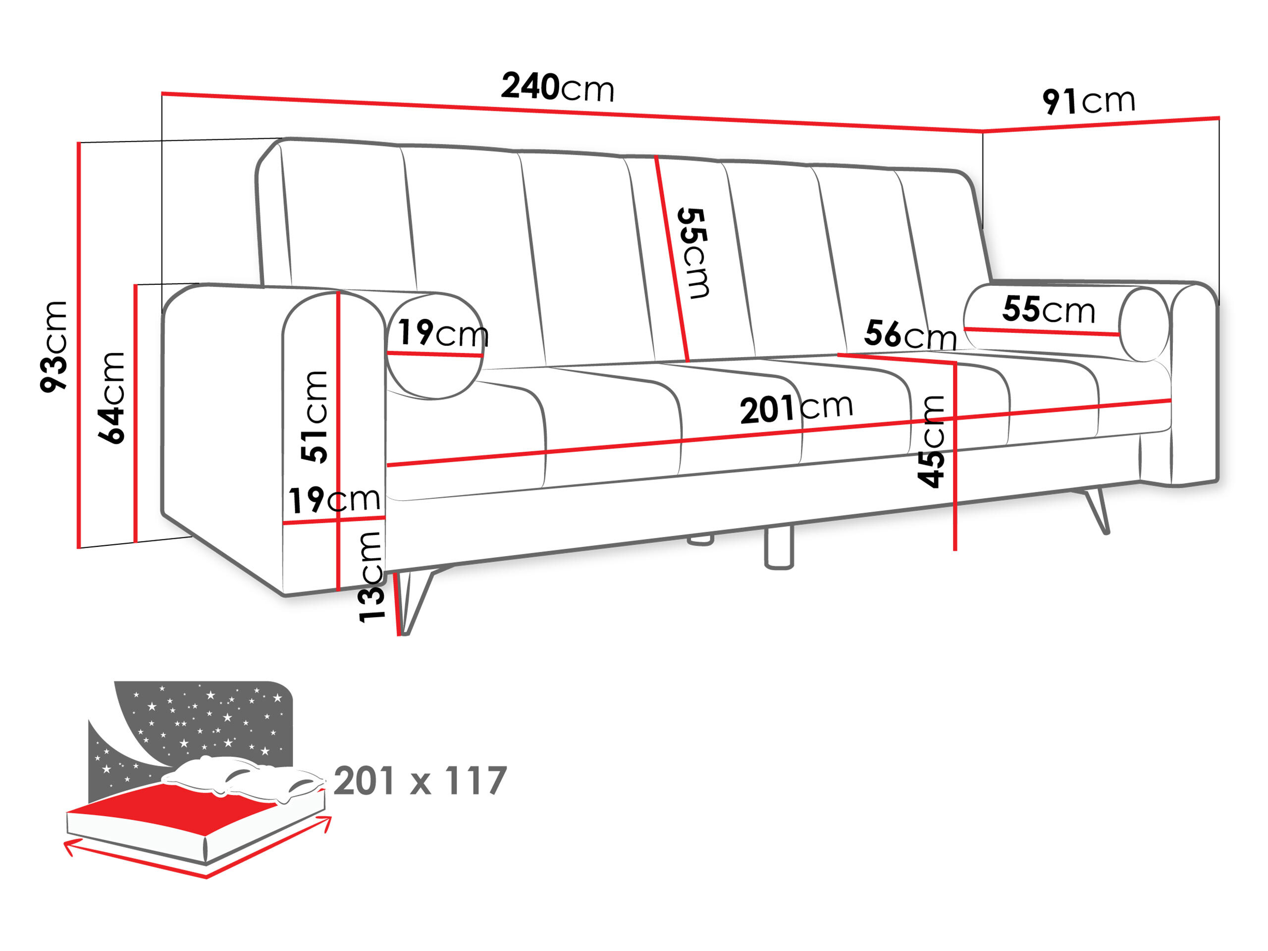 Vuodesohva Comfivo Luda (Sandu 224.02)
