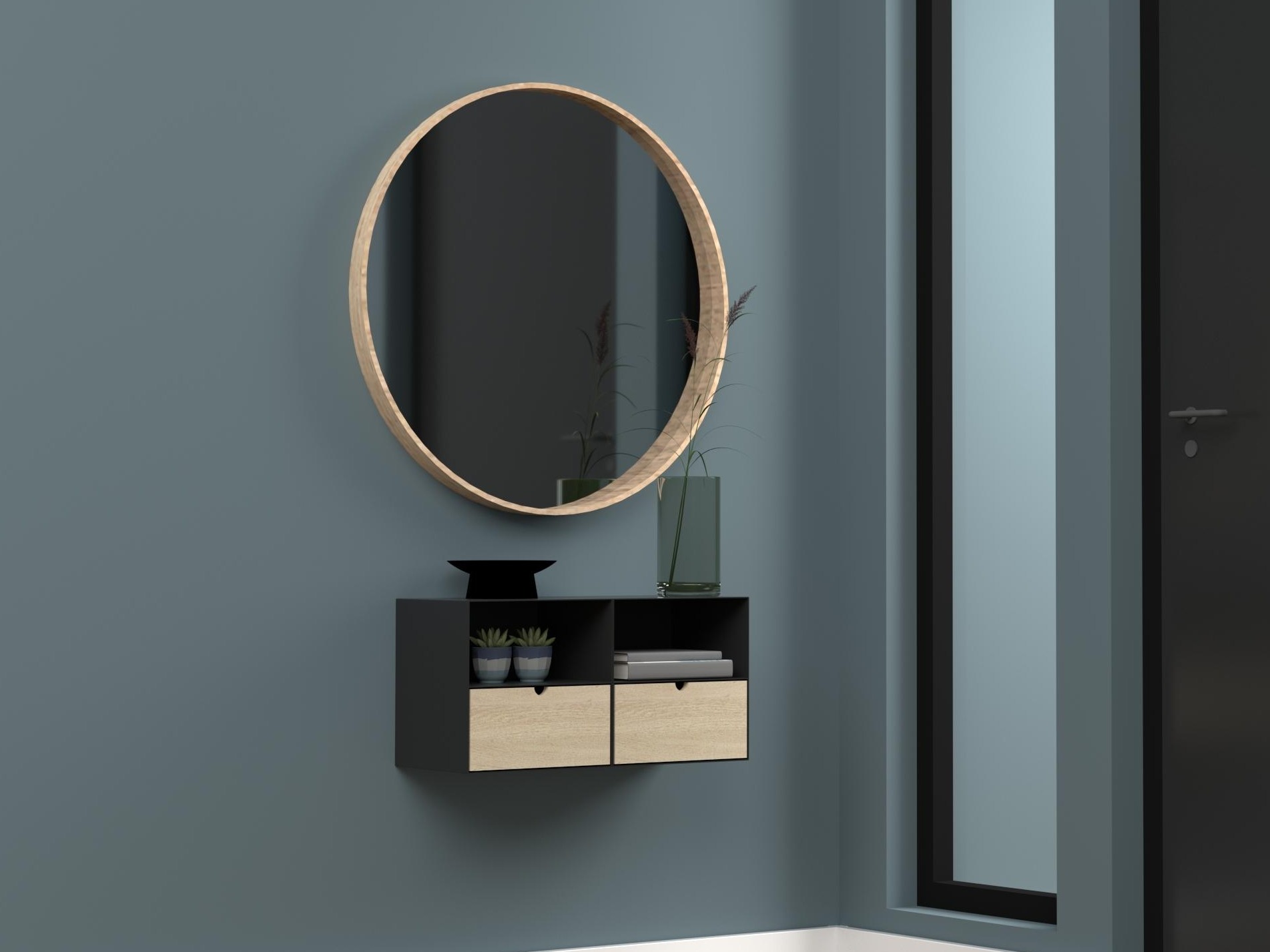 Yöpöytä Norsica 375 (Musta + Vaalea puu)