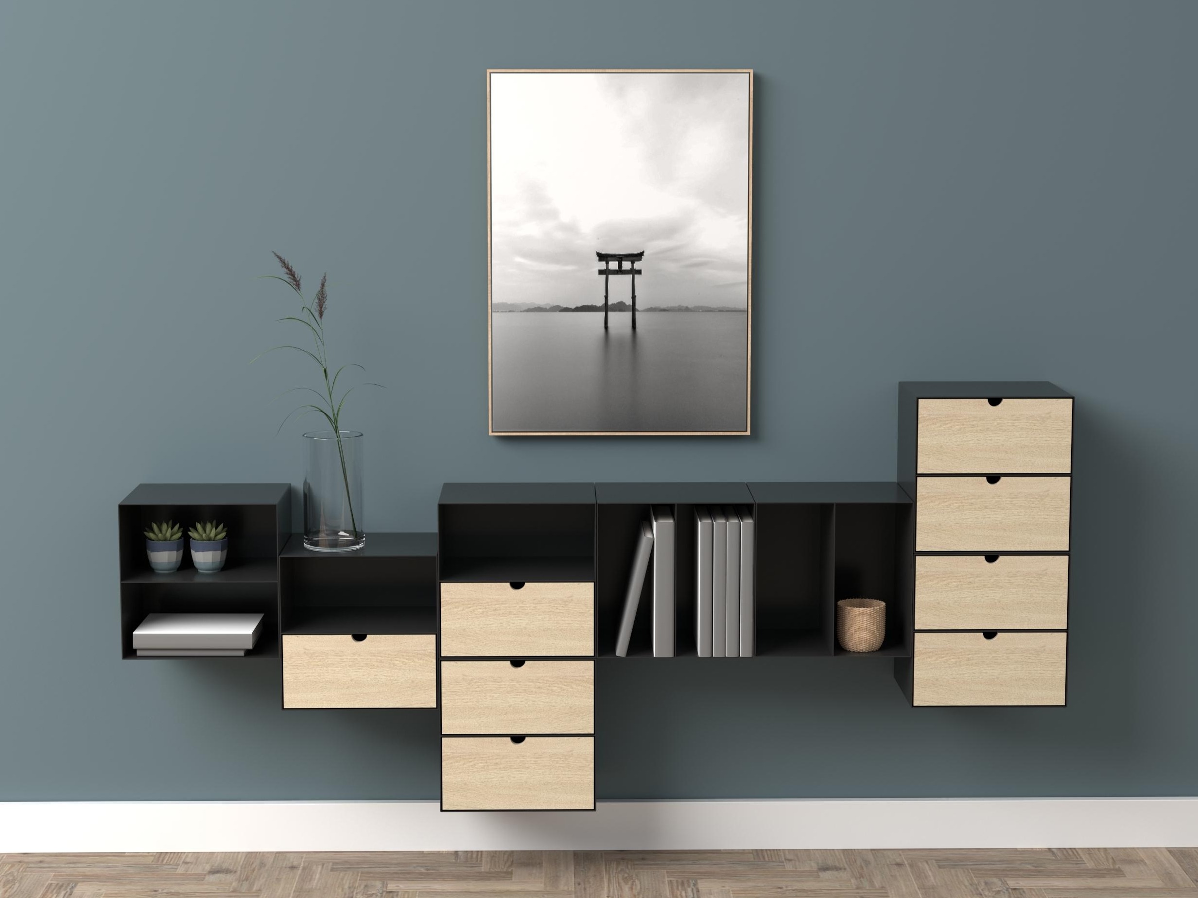 Yöpöytä Norsica 375 (Musta + Vaalea puu)