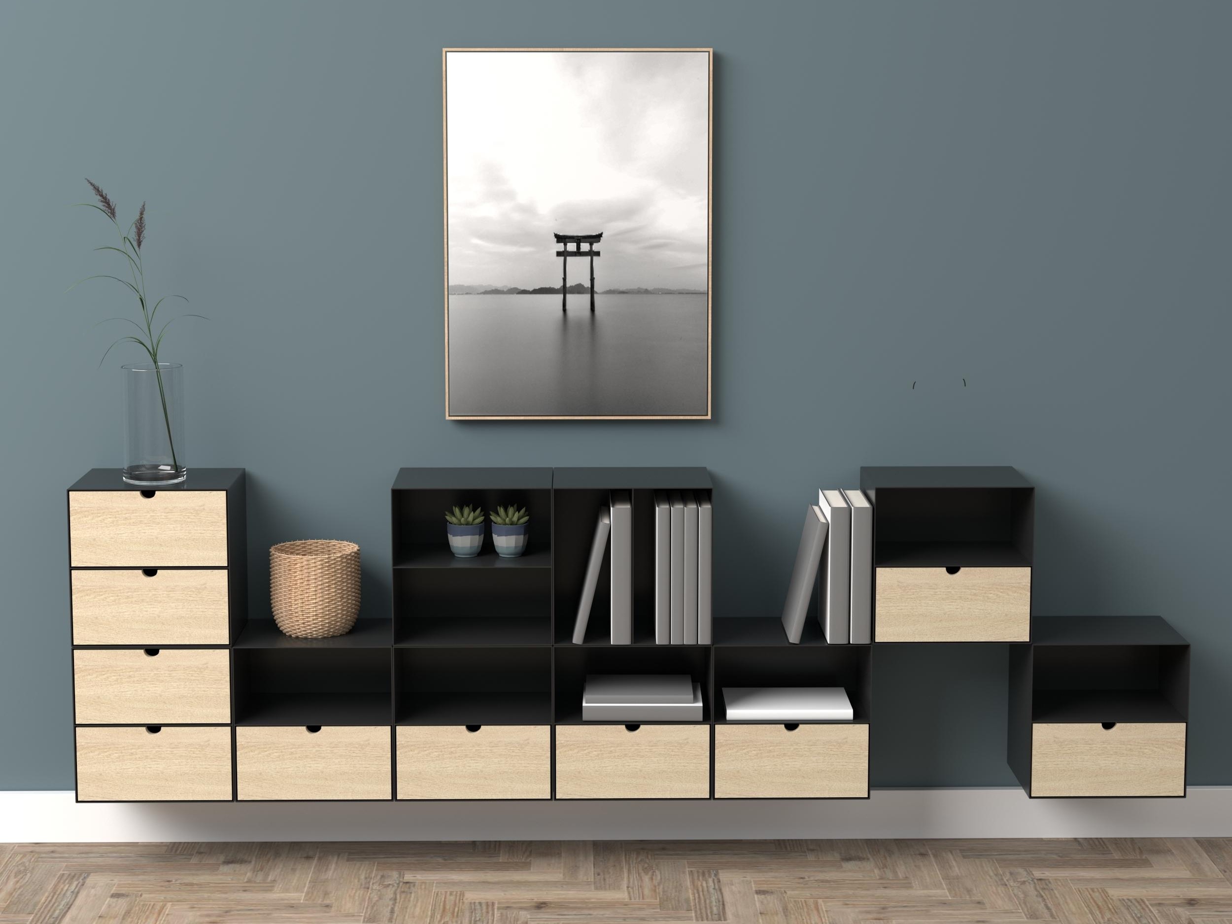 Yöpöytä Norsica 375 (Musta + Vaalea puu)