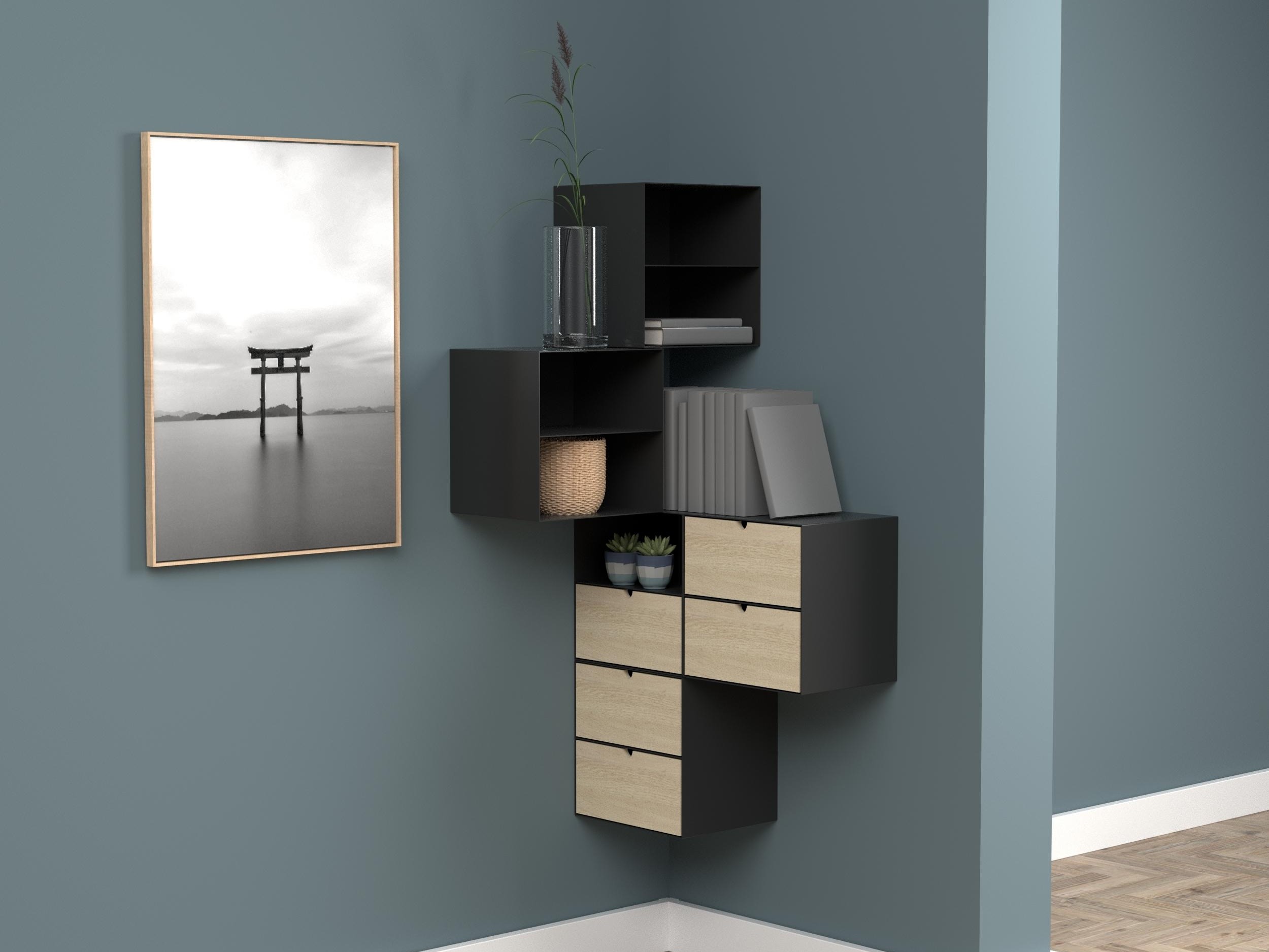 Yöpöytä Norsica 375 (Musta + Vaalea puu)