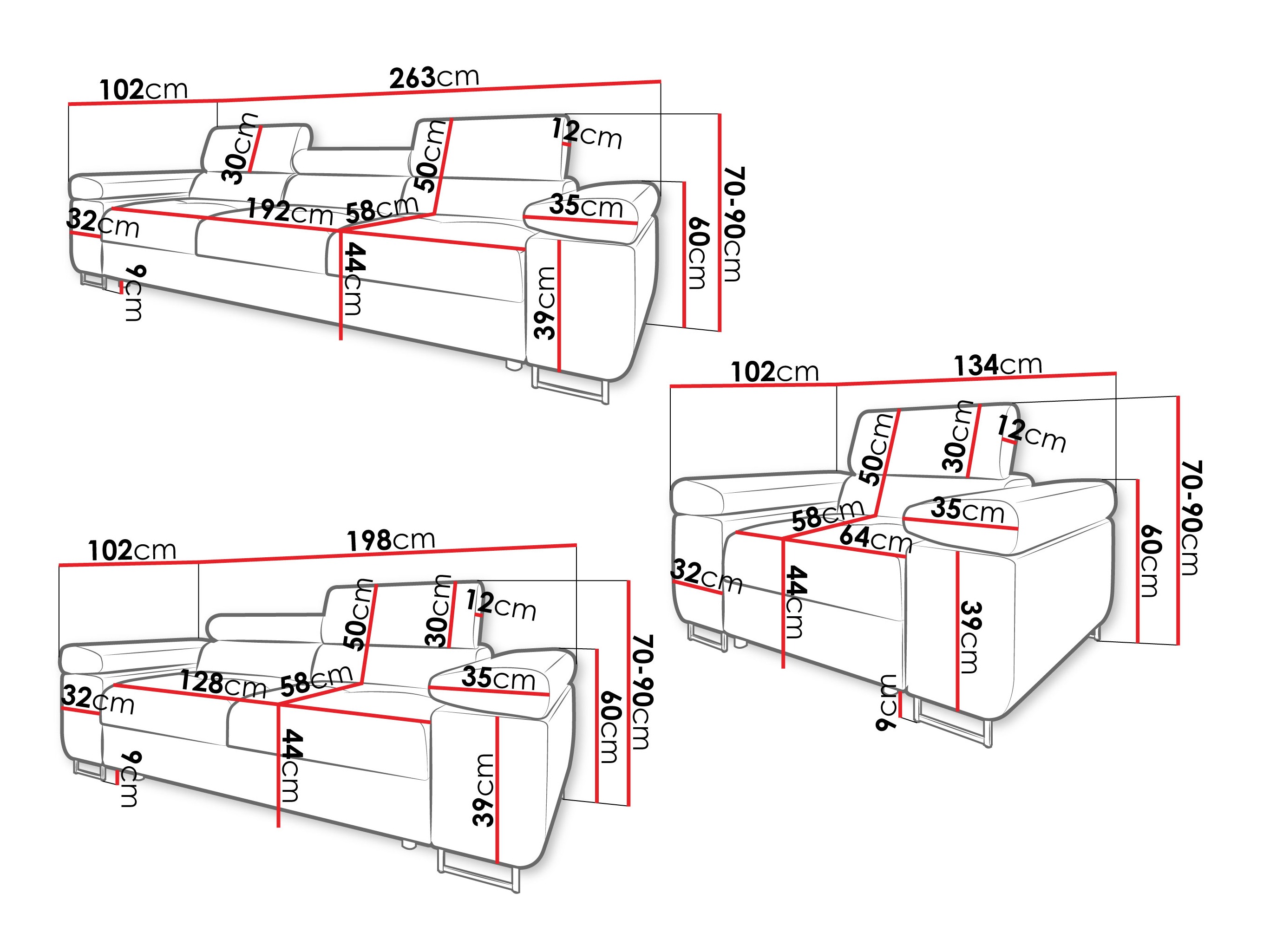 Verhoiltu huonekalusetti Comfivo Vinetum (Margo 227.09)