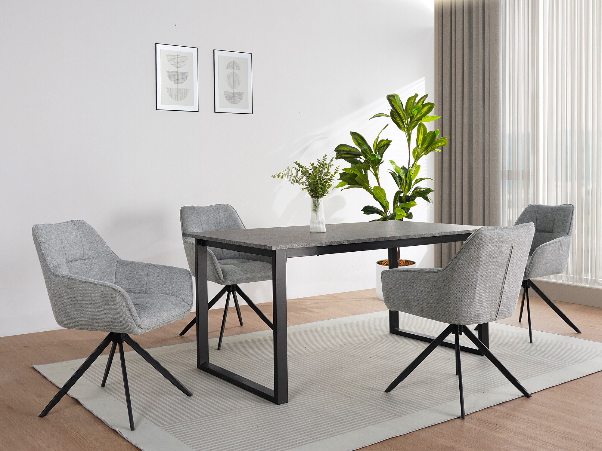 Pöytä Denton 1538 (Musta + Betoni)