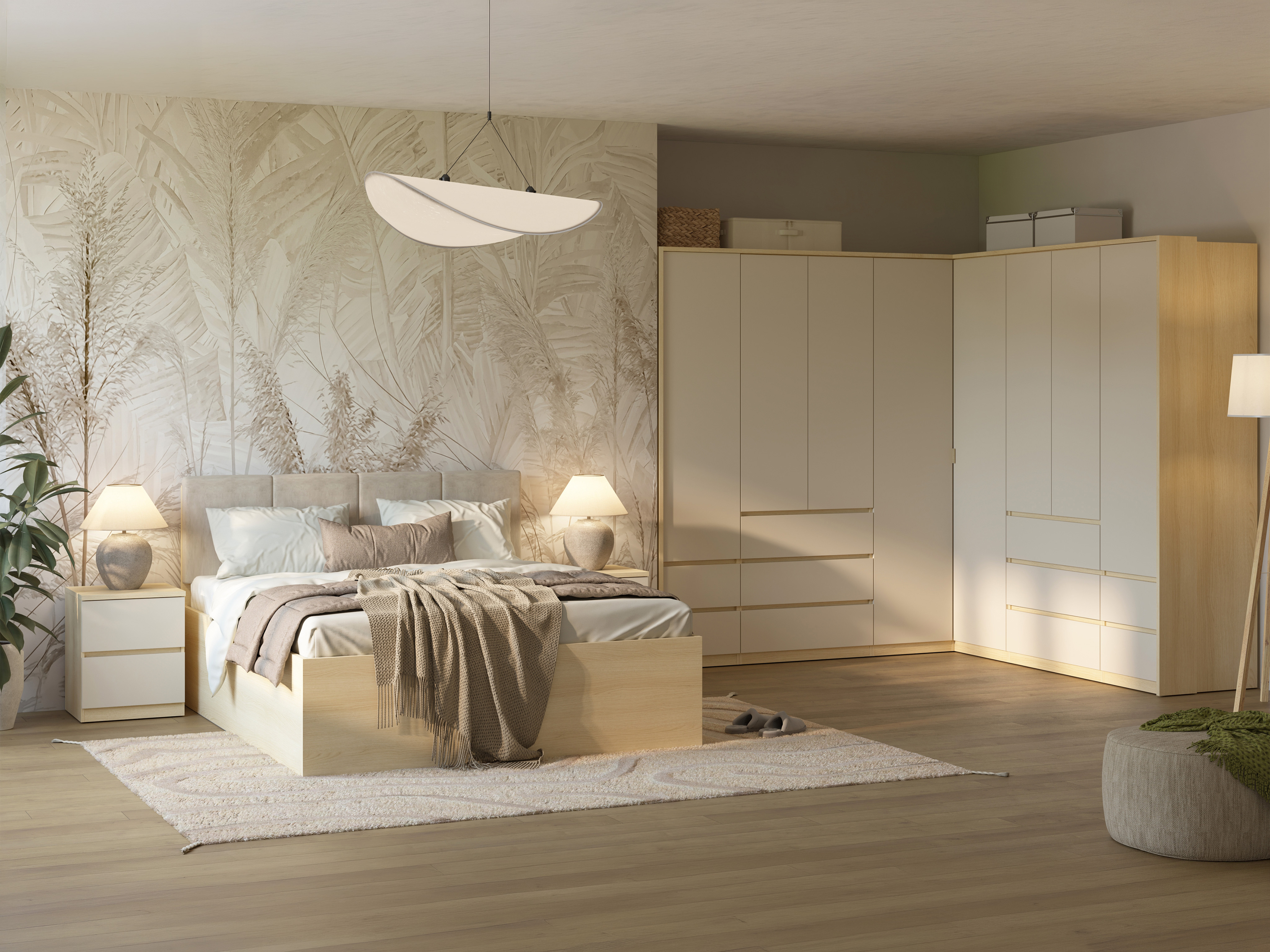 Kulmavaatekaappi Nolcala 107 (Tammi + Beige)