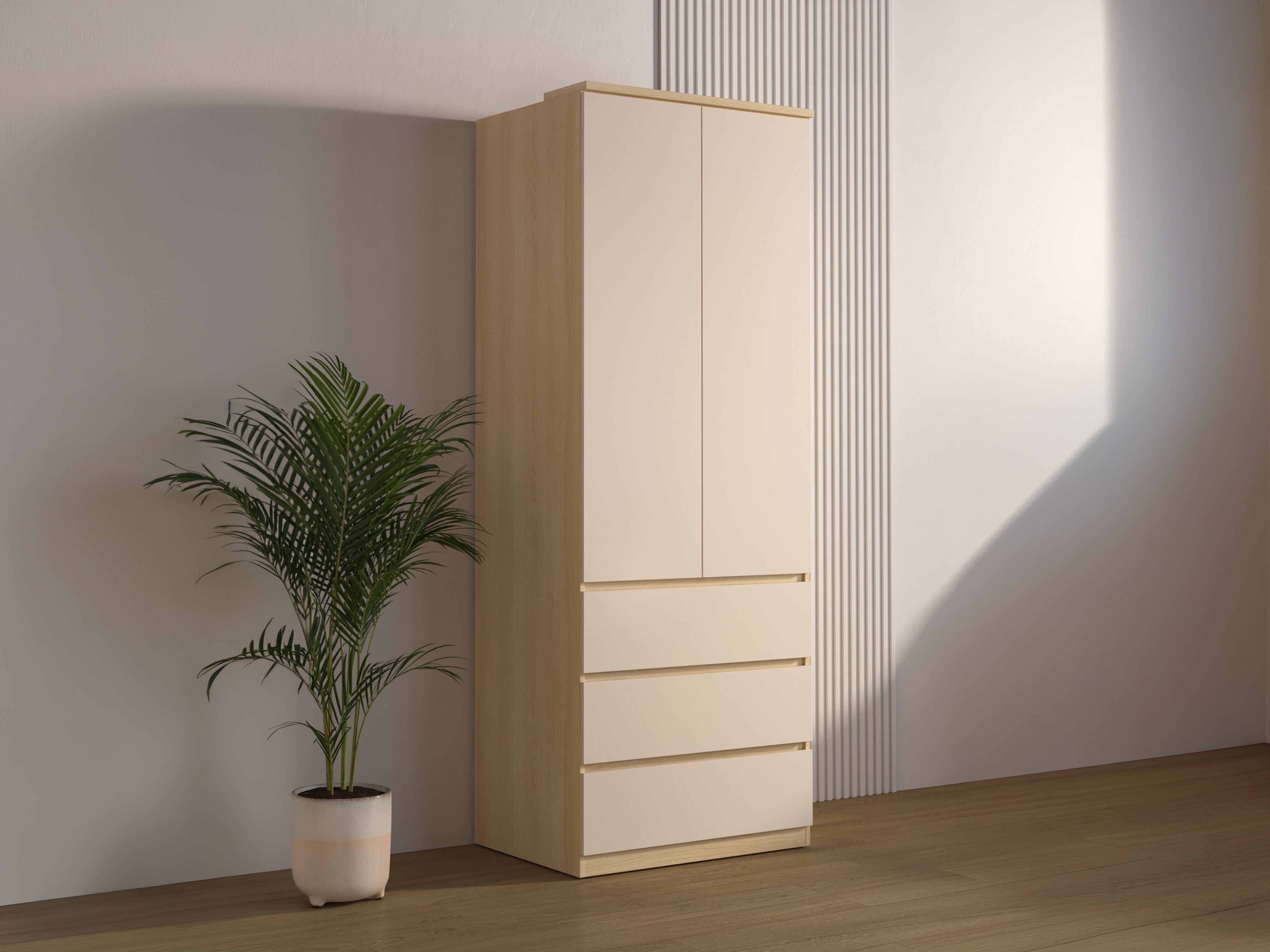 Vaatekaappi Nolcala 110 (Tammi + Beige)
