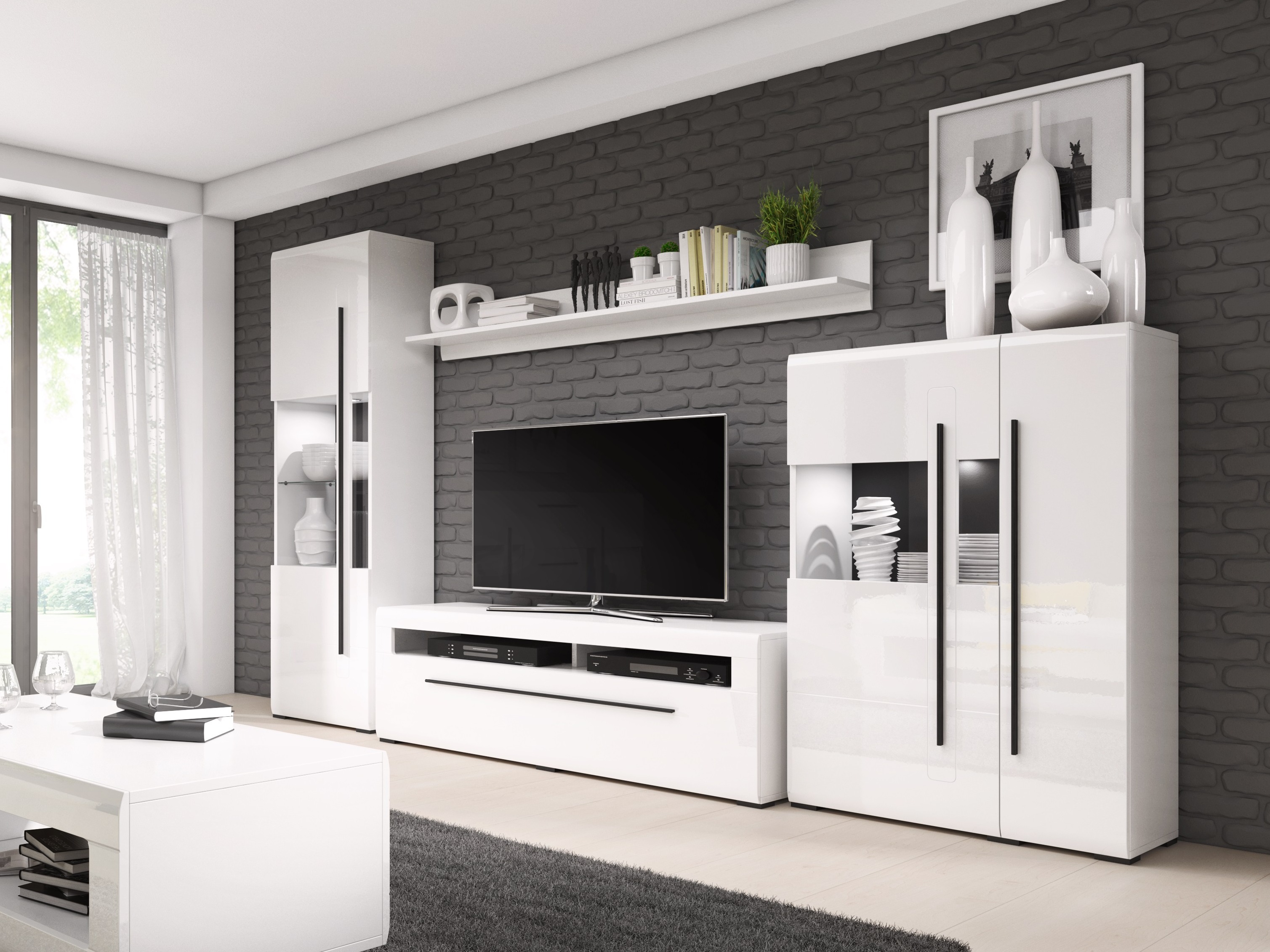 Seinähylly Ophsalu 101 (Valkoinen + Kiiltävä valkoinen)