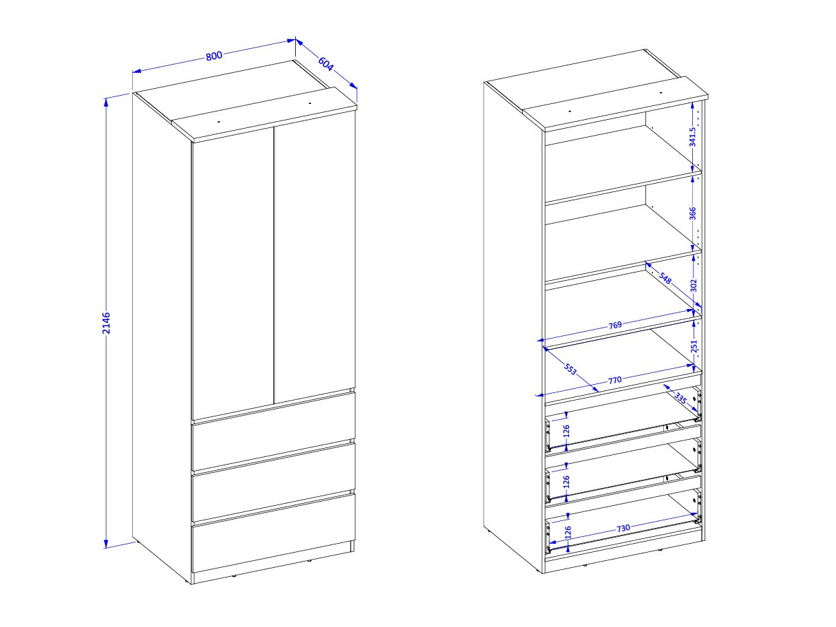 Vaatekaappi Nolcala 110 (Tammi + Beige)